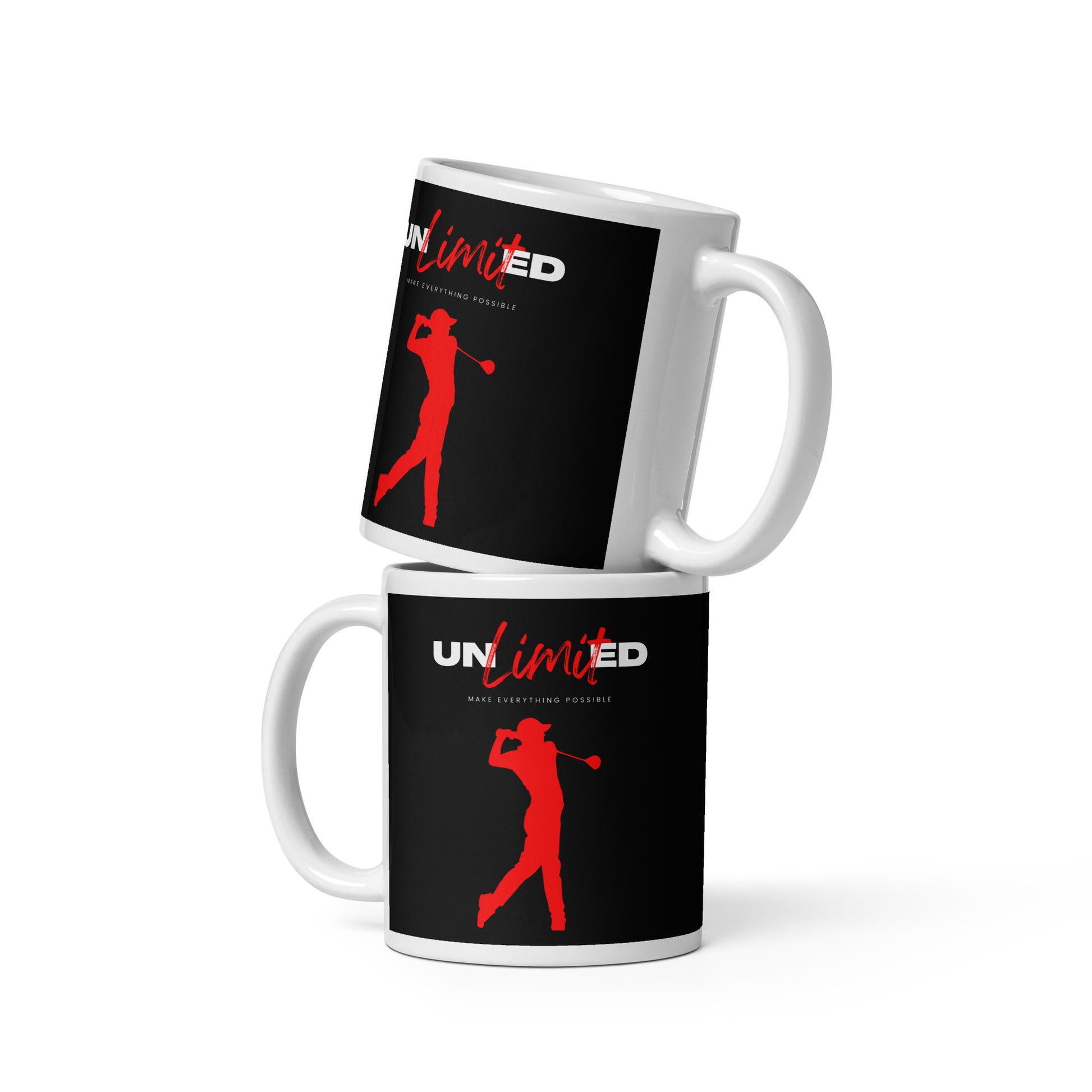 11oz ceramic coffee mug with golf swing artwork