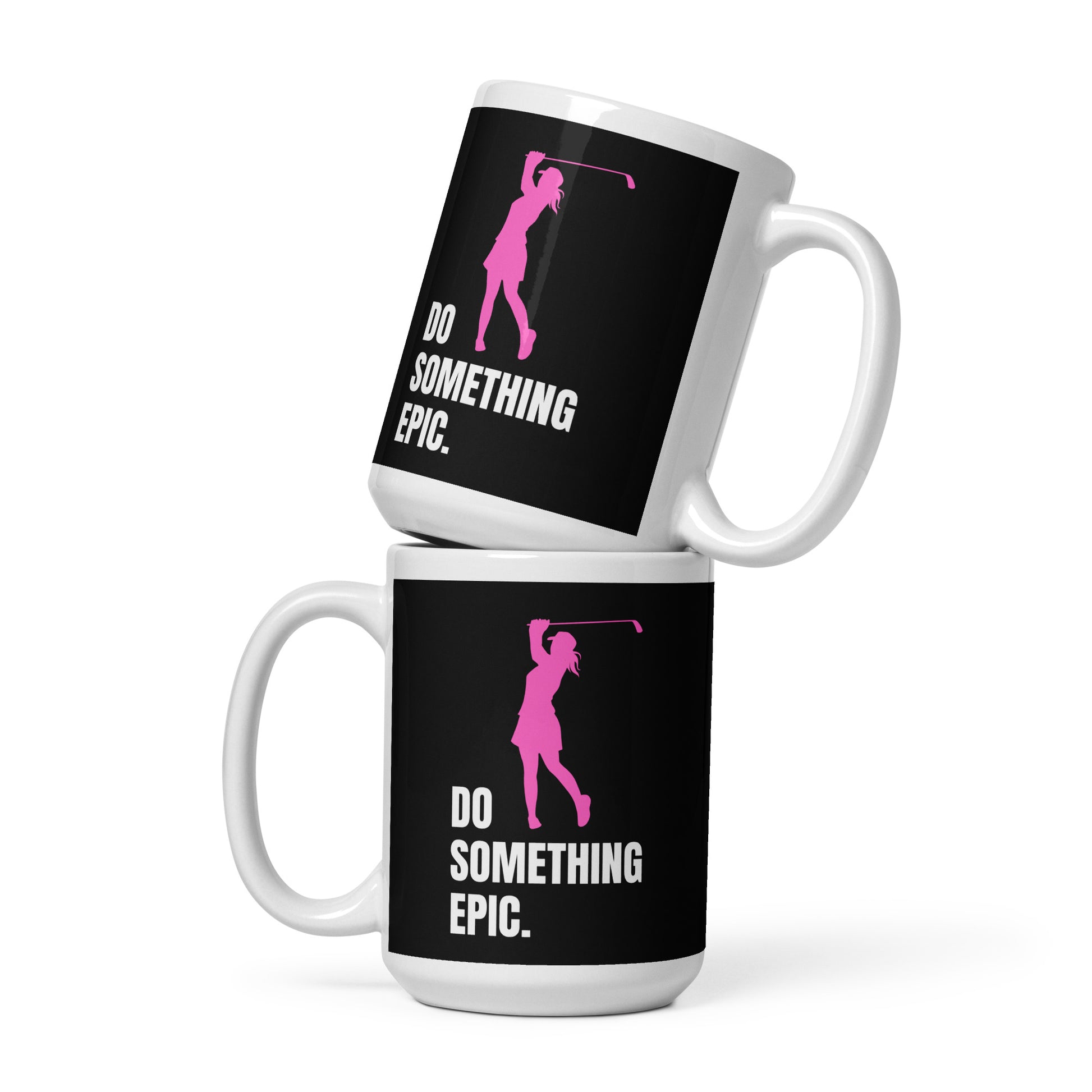 15oz size golf motivation mug in black and white
