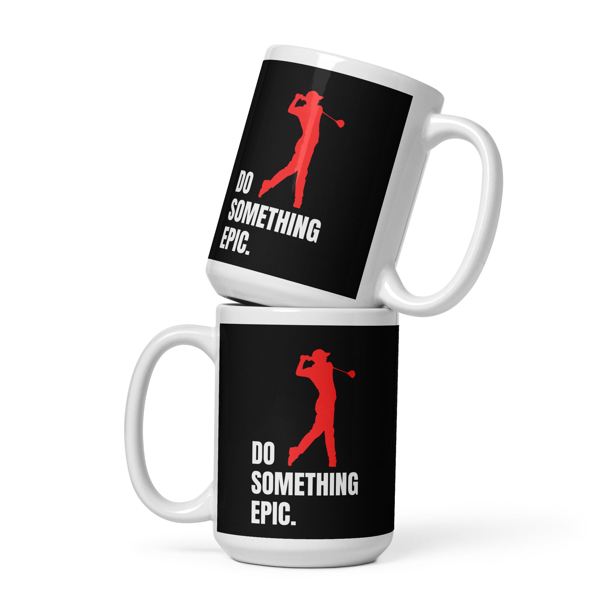 ceramic mug 15oz size featuring red golfer silhouette