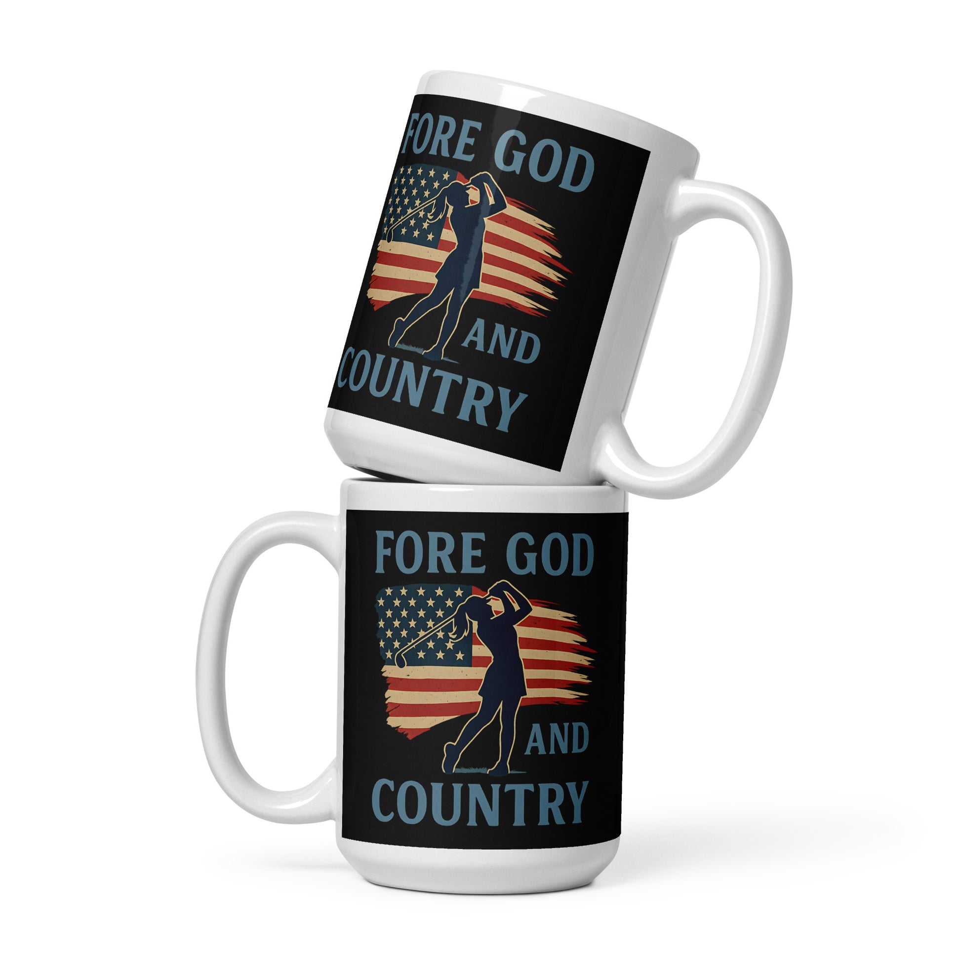 15oz ceramic mug for patriotic women golfers