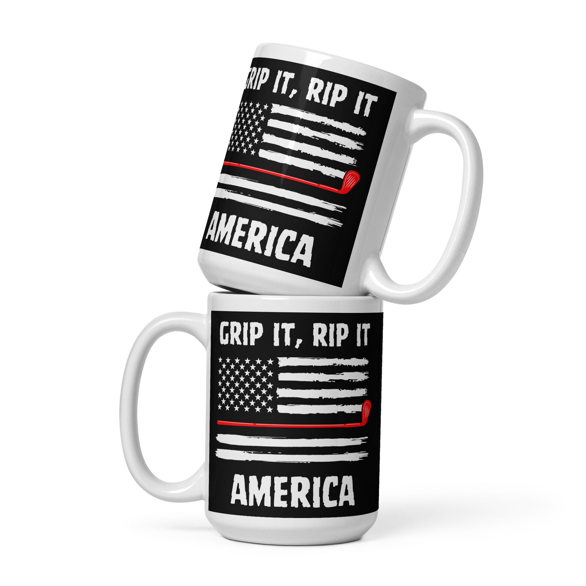 15oz mug featuring patriotic quote and bold distressed font