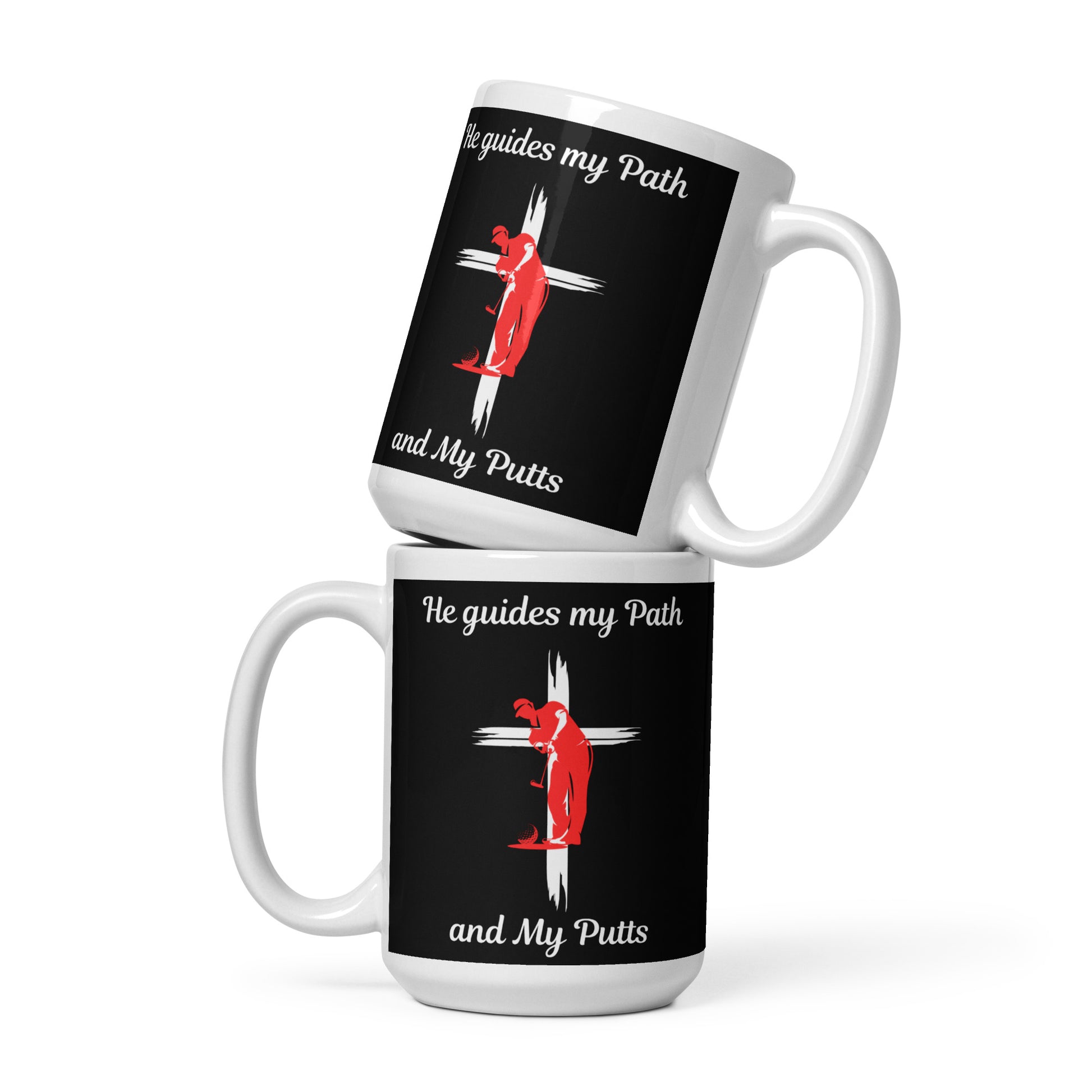 15oz mug featuring Christian message and black backdrop