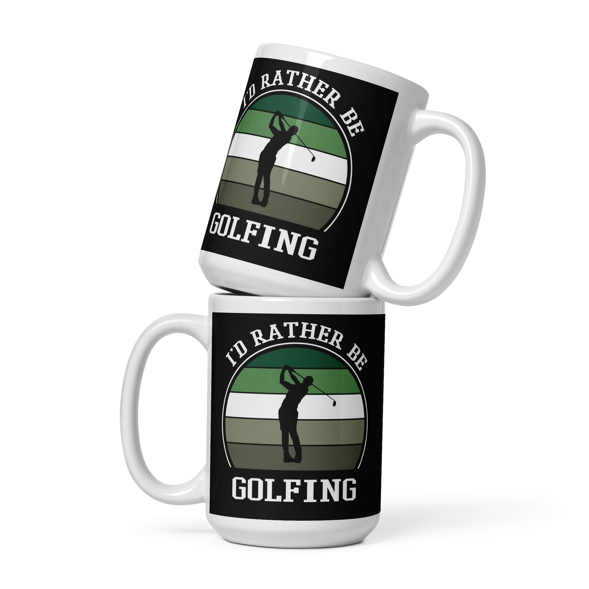 15oz ceramic mug featuring green-striped graphic and bold quote