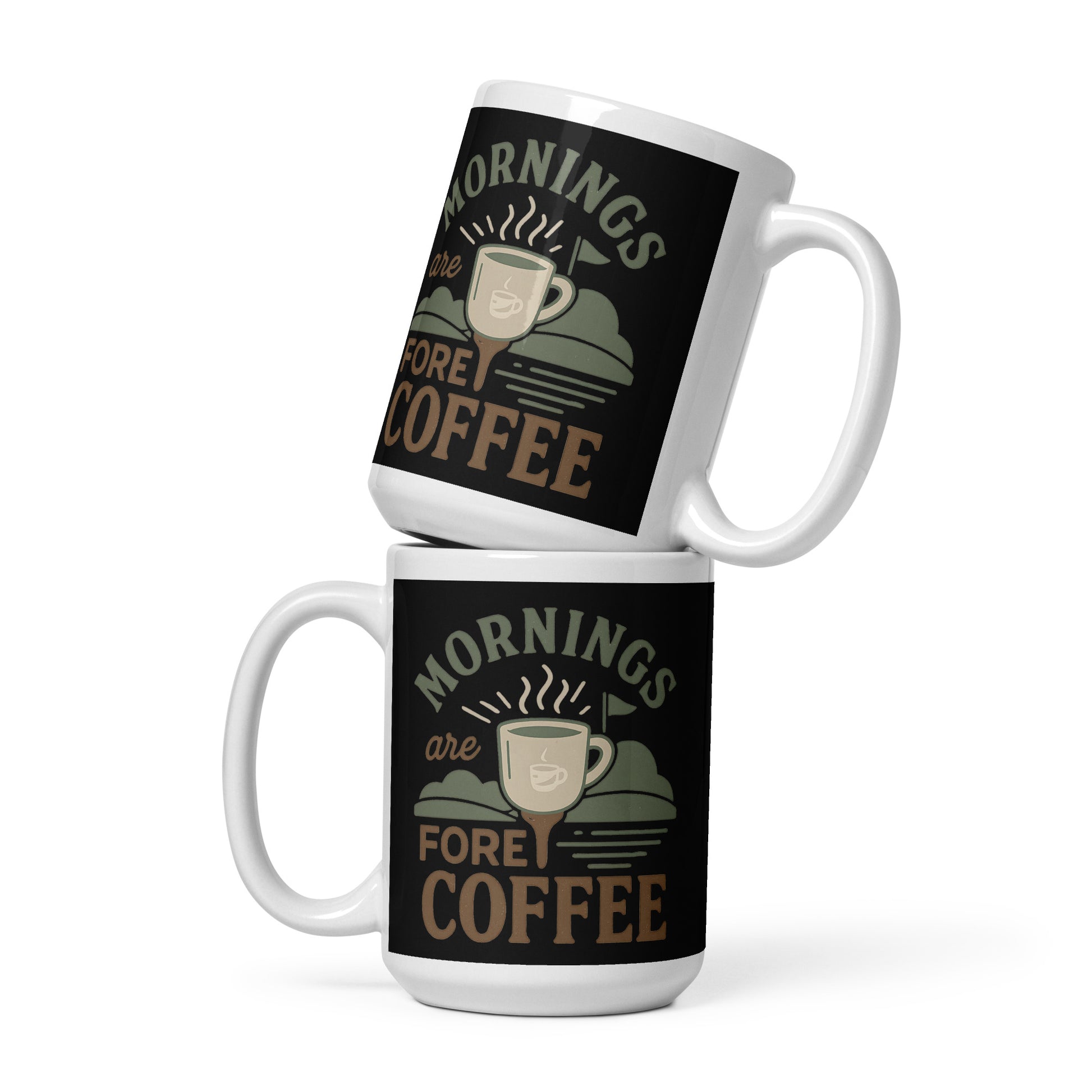 15oz ceramic mug featuring coffee pun with tee and cup image