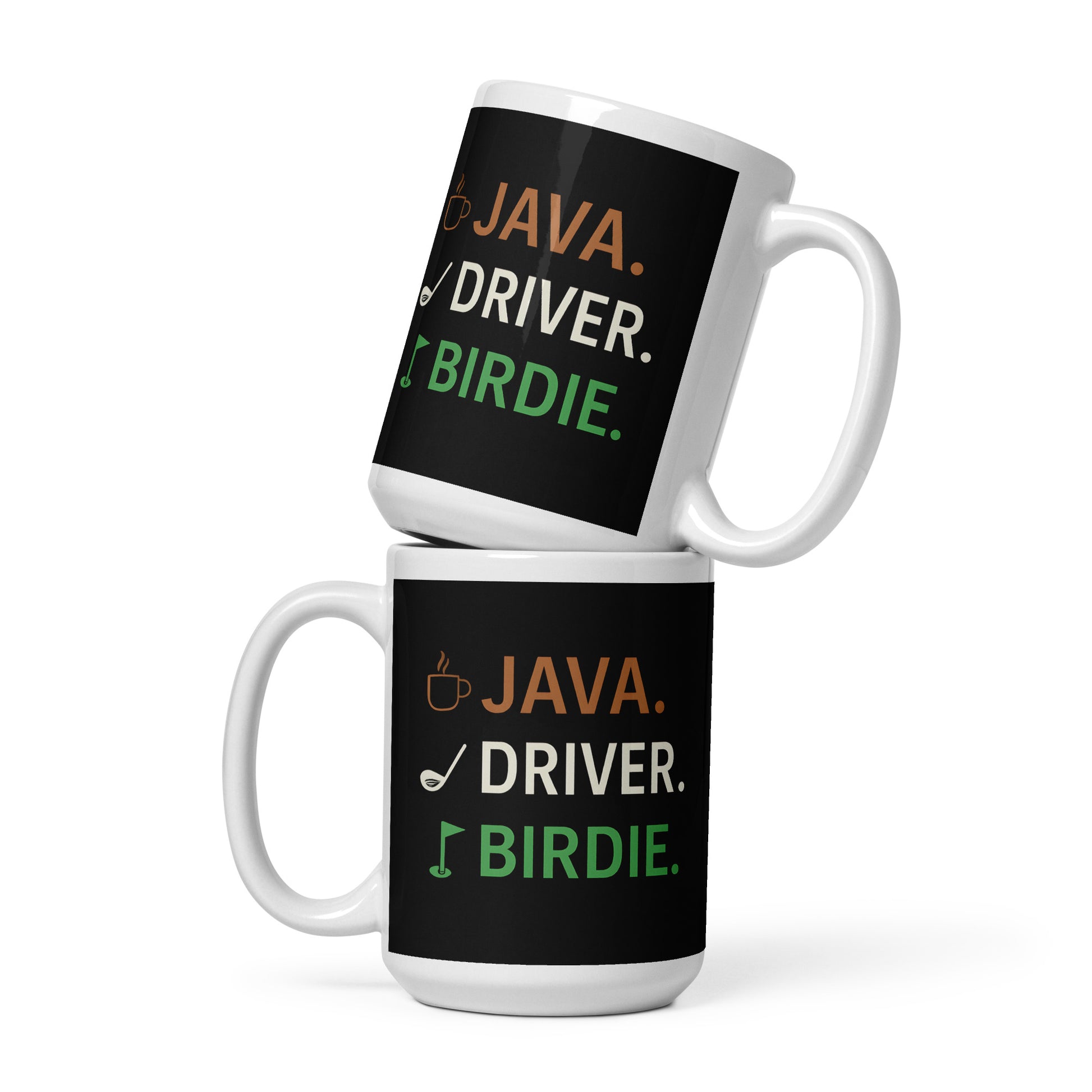 15oz ceramic mug showing golf sequence icons in modern style