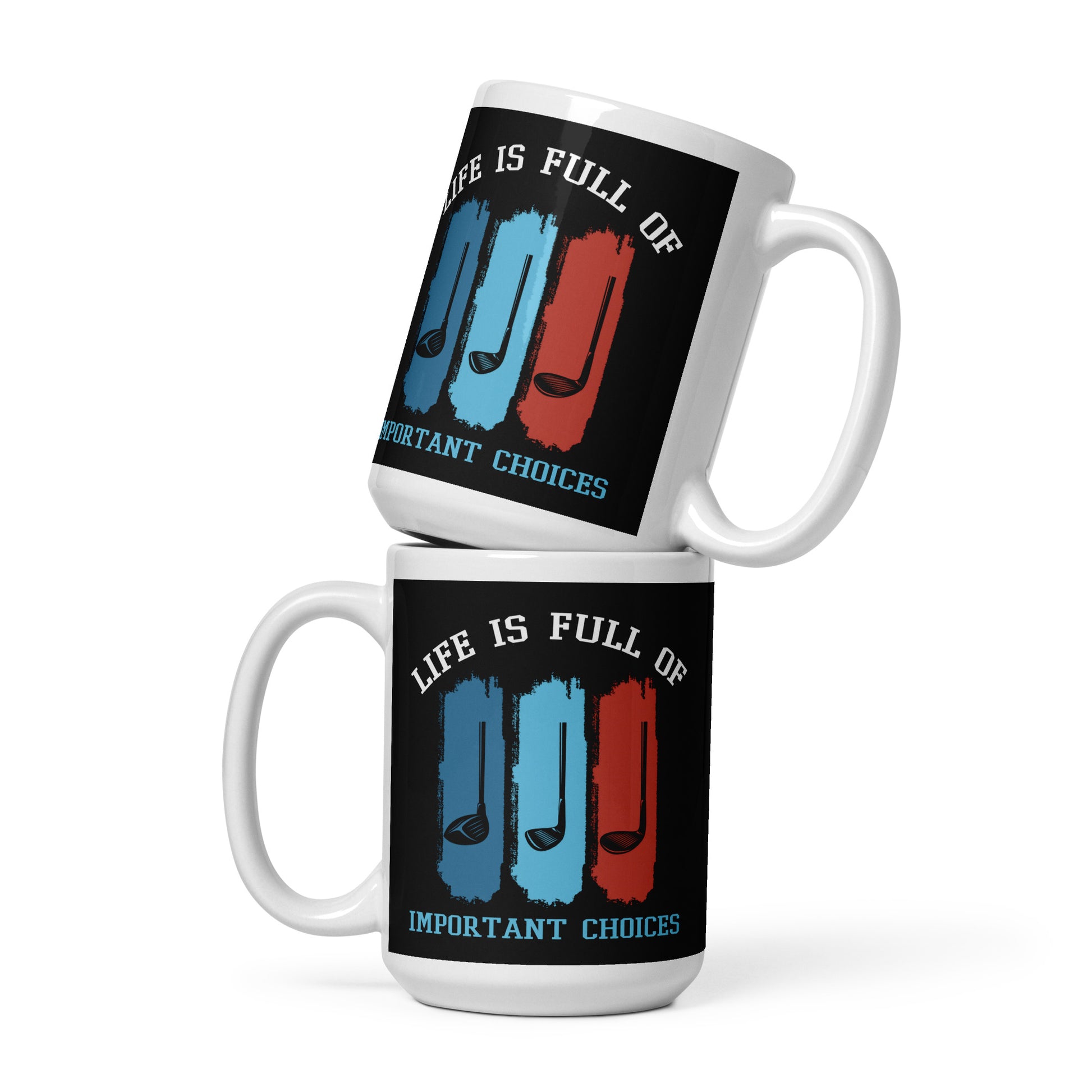 15oz golf design cup with playful golfer club art