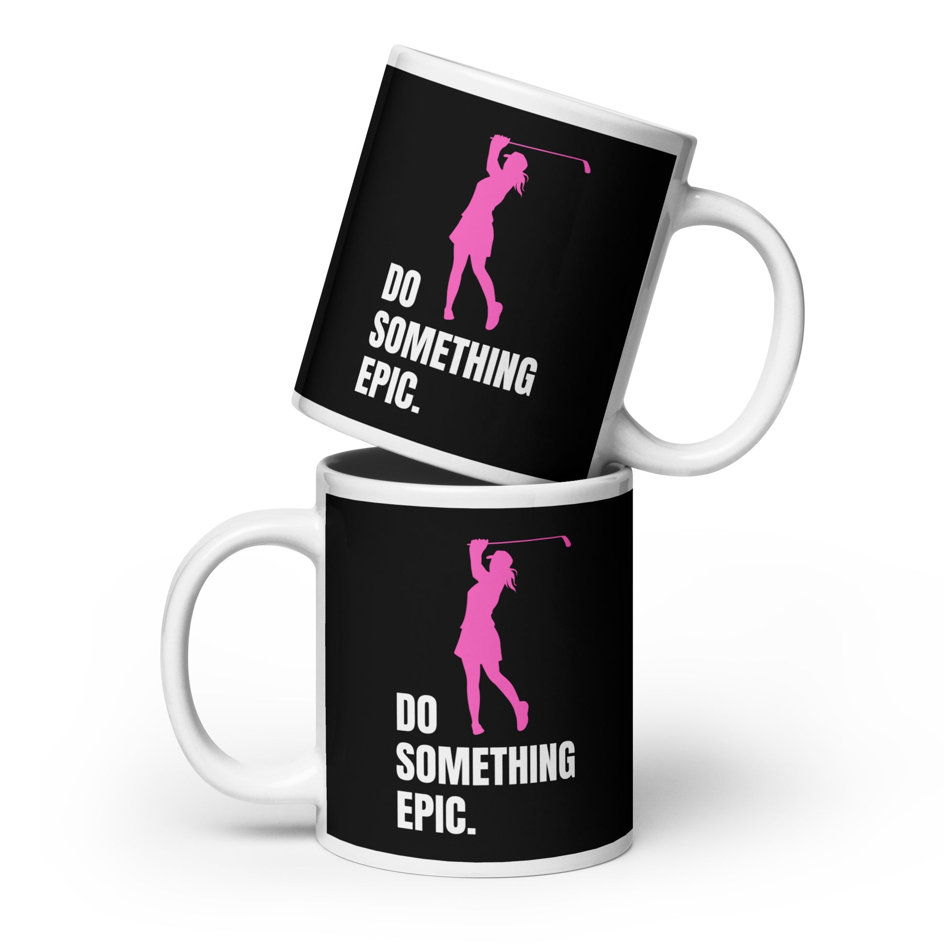 20oz ceramic cup with female golf artwork and quote