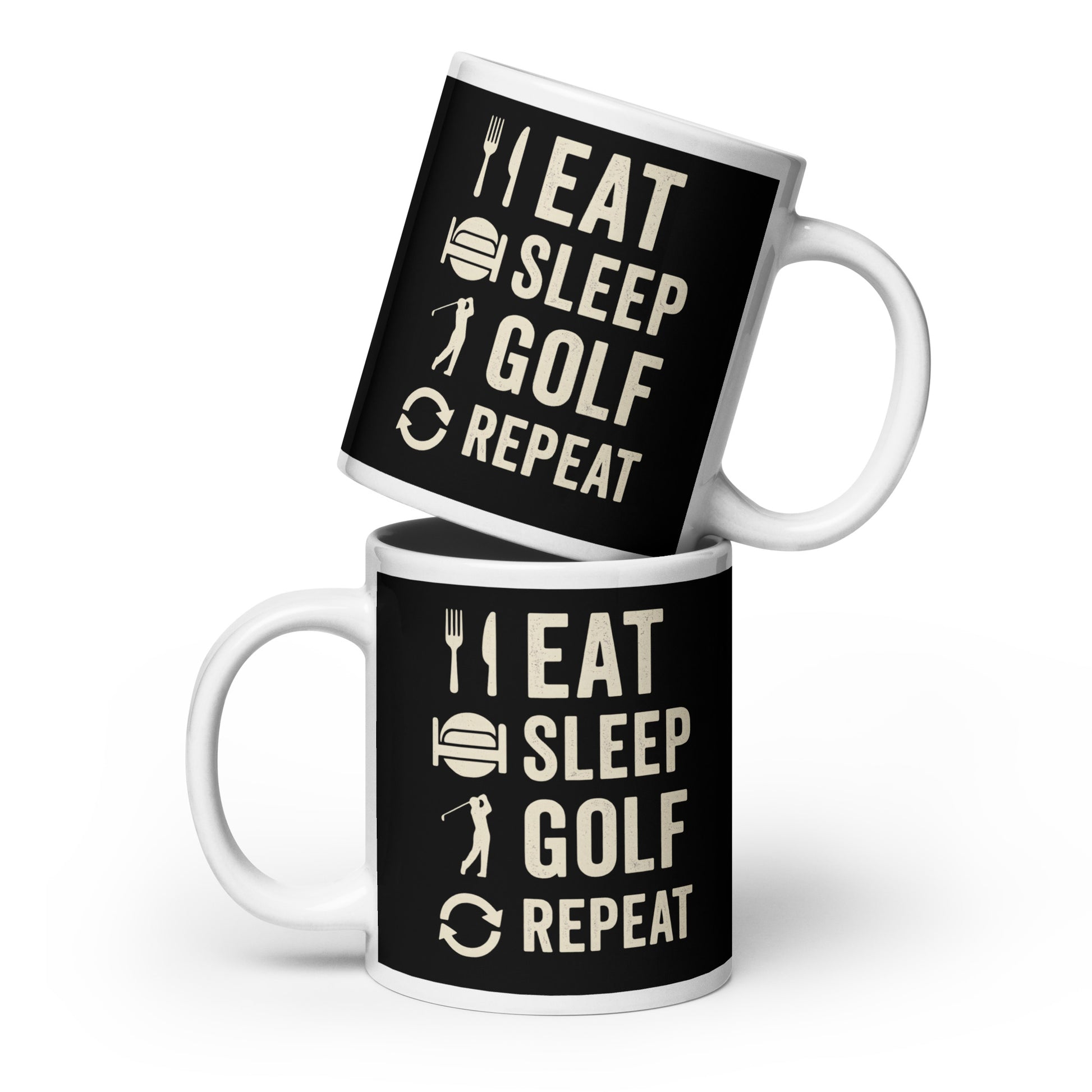 20oz black and white mug featuring golfer lifestyle