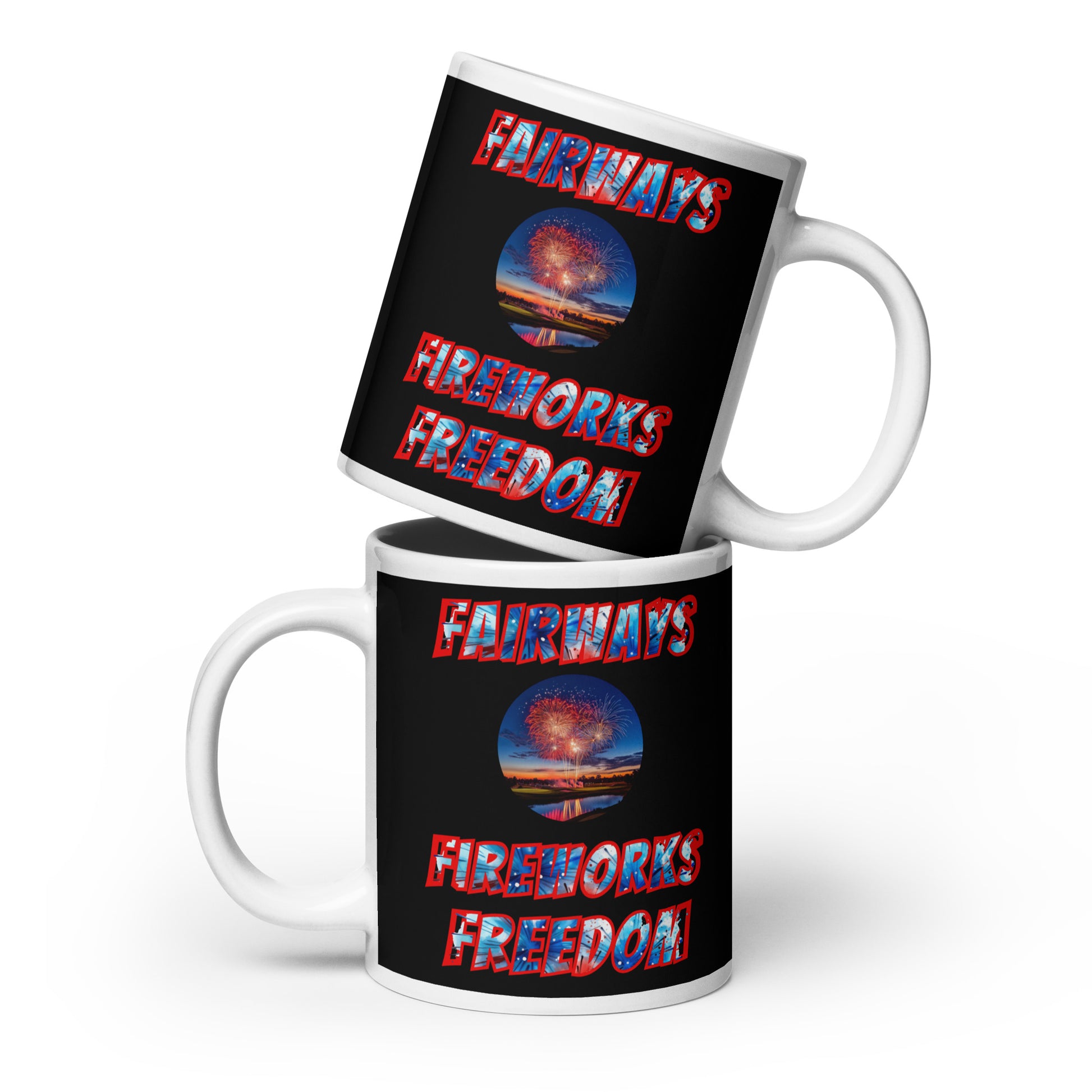 large 20oz ceramic drinkware with freedom golf design