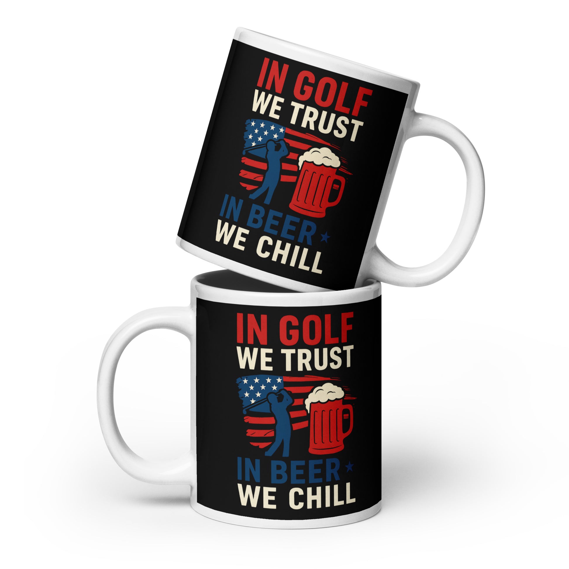 20oz oversized mug for patriotic golfers who enjoy a brew