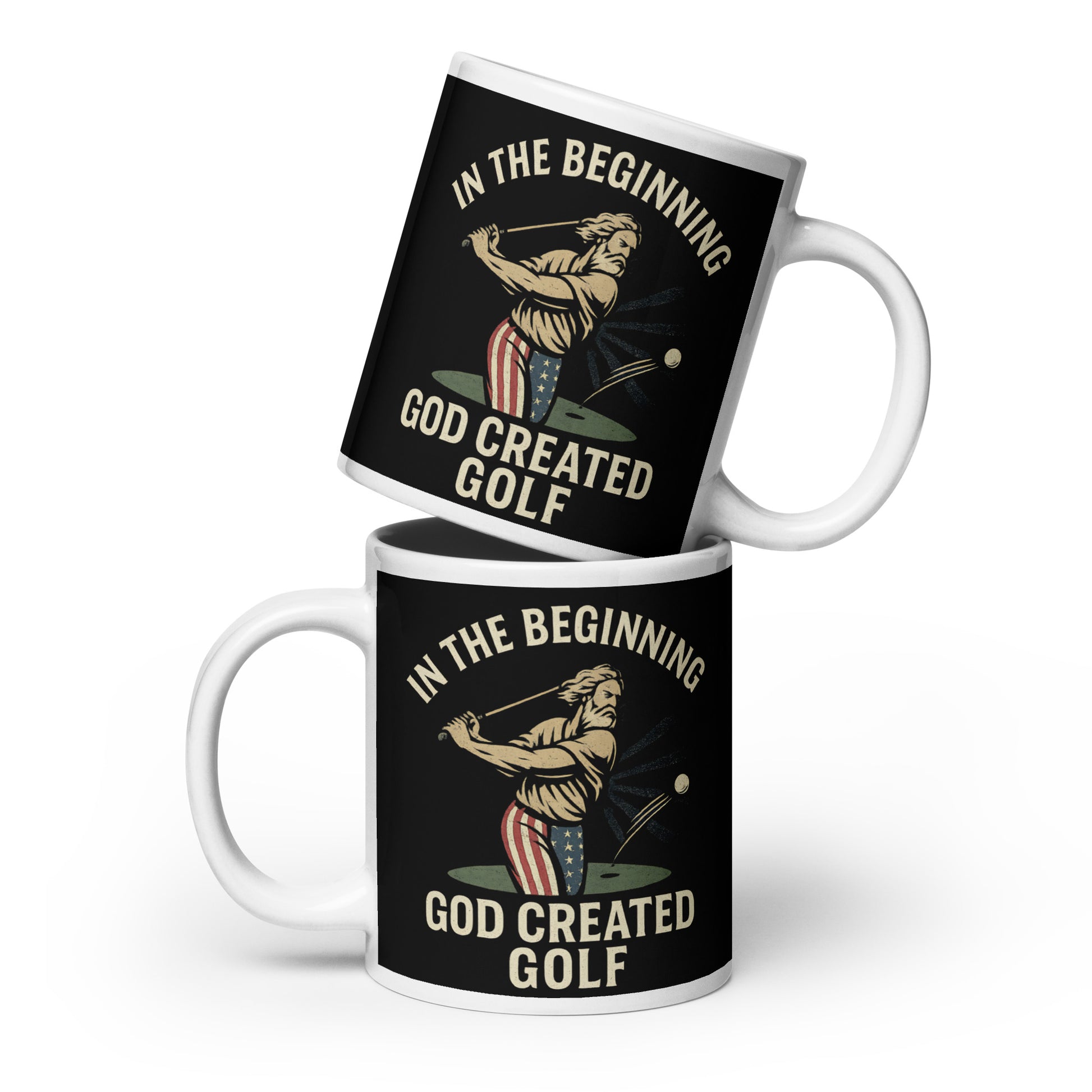 20oz oversized mug featuring vintage faith and golf mashup