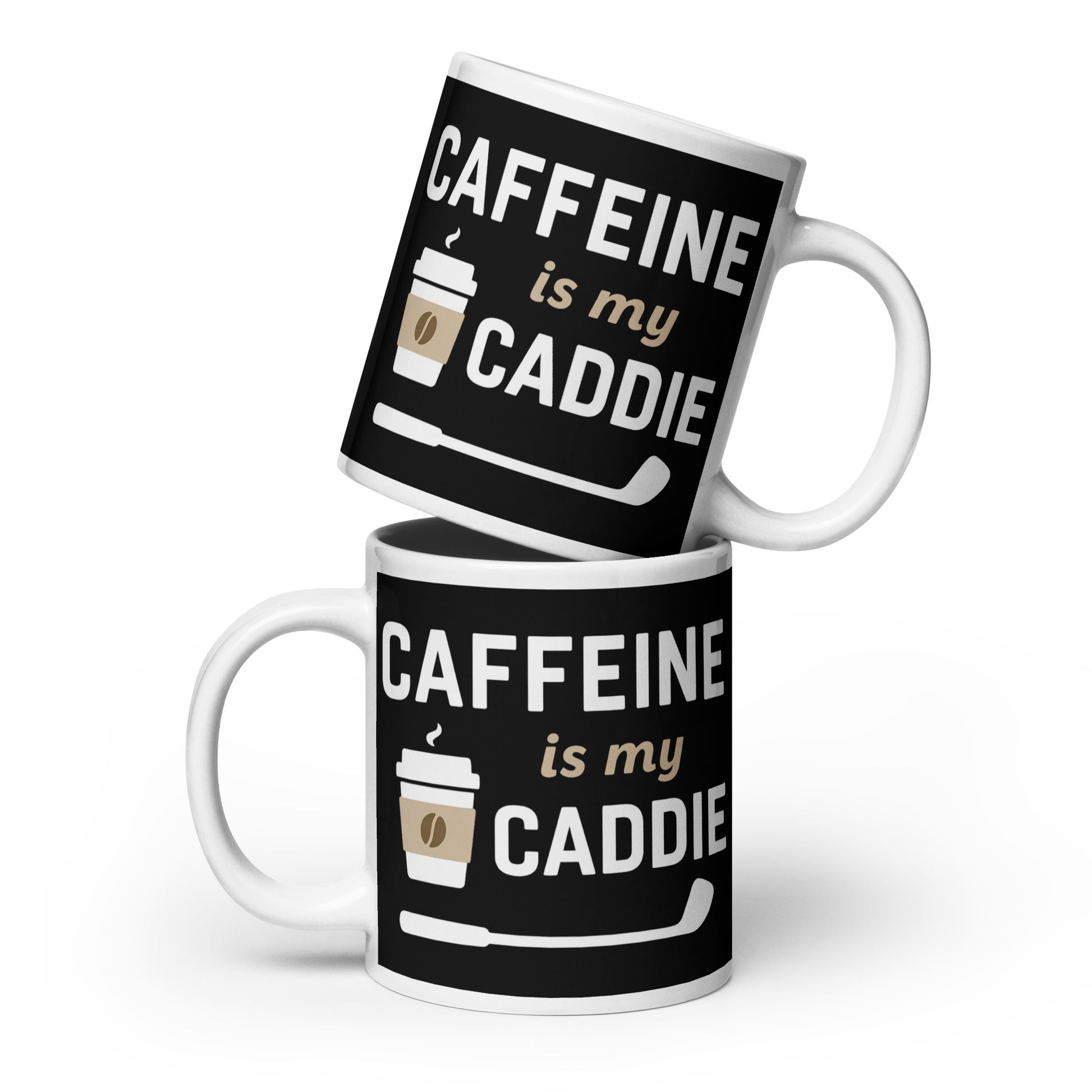 20oz oversized mug with coffee-first golf humor design