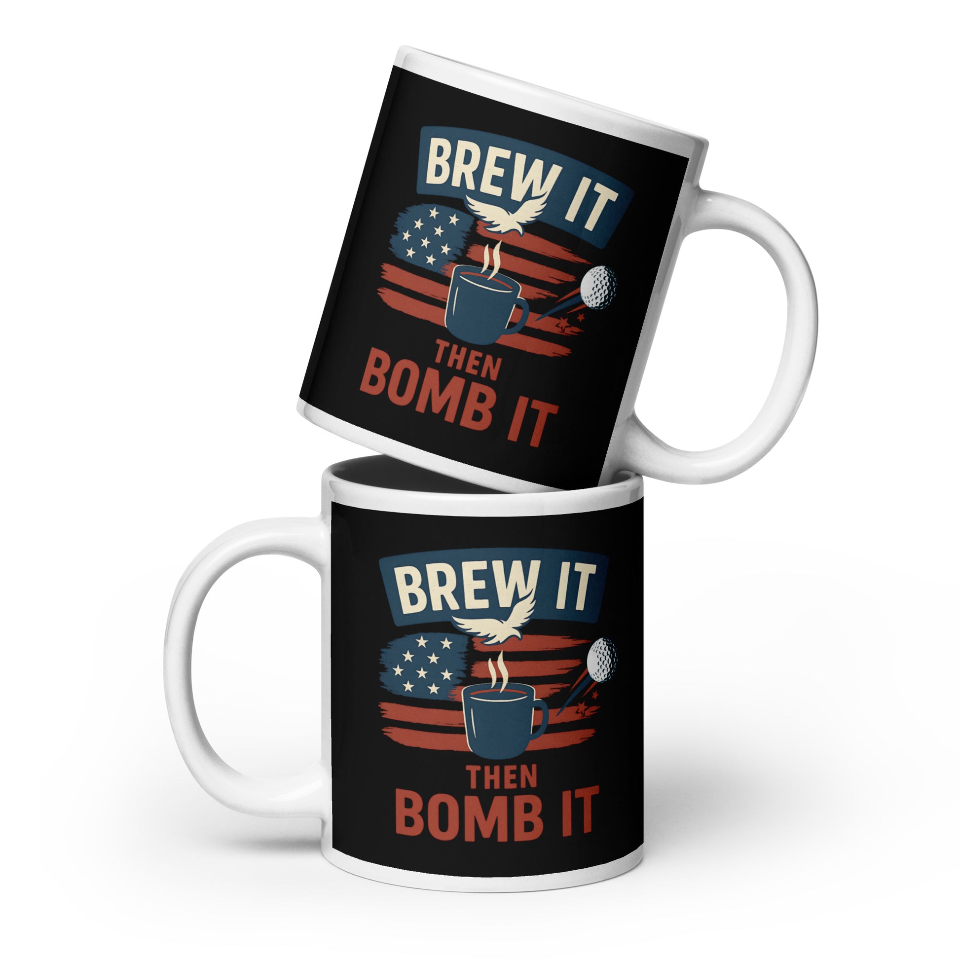 20oz oversized coffee mug with flag, eagle, and bold slogan