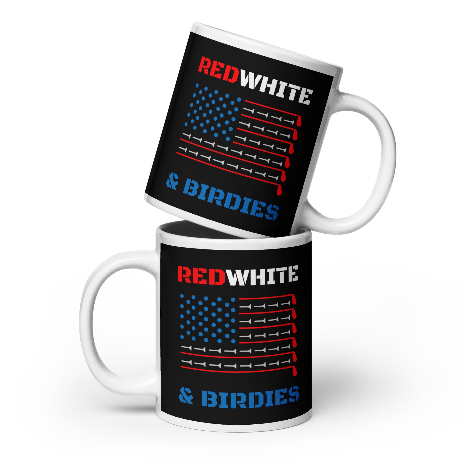 20oz oversized golfer’s mug with abstract flag and tee art