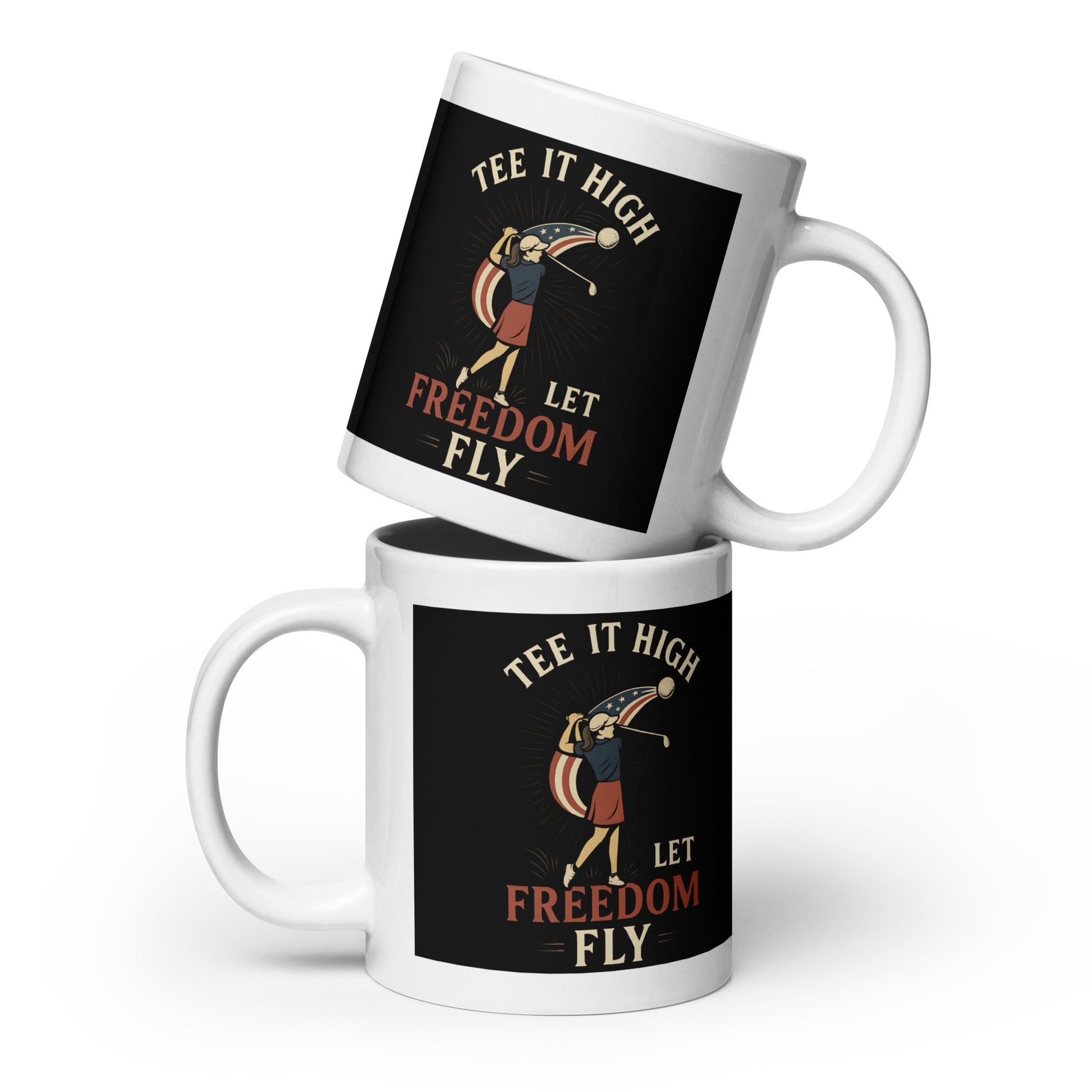 20oz oversized mug with red, white, and blue swing design