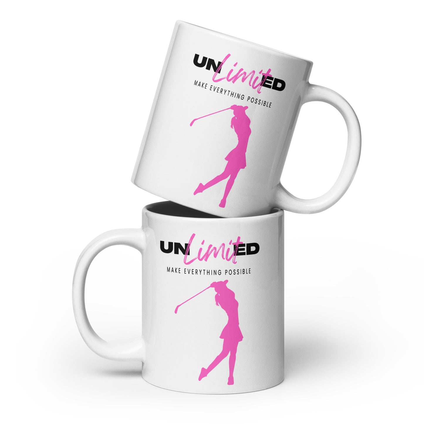 Empowering pink silhouette design for sporty coffee drinkers