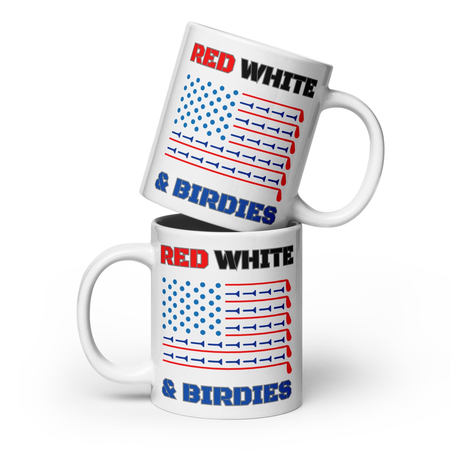 20oz oversized golfer’s mug with abstract flag and tee art