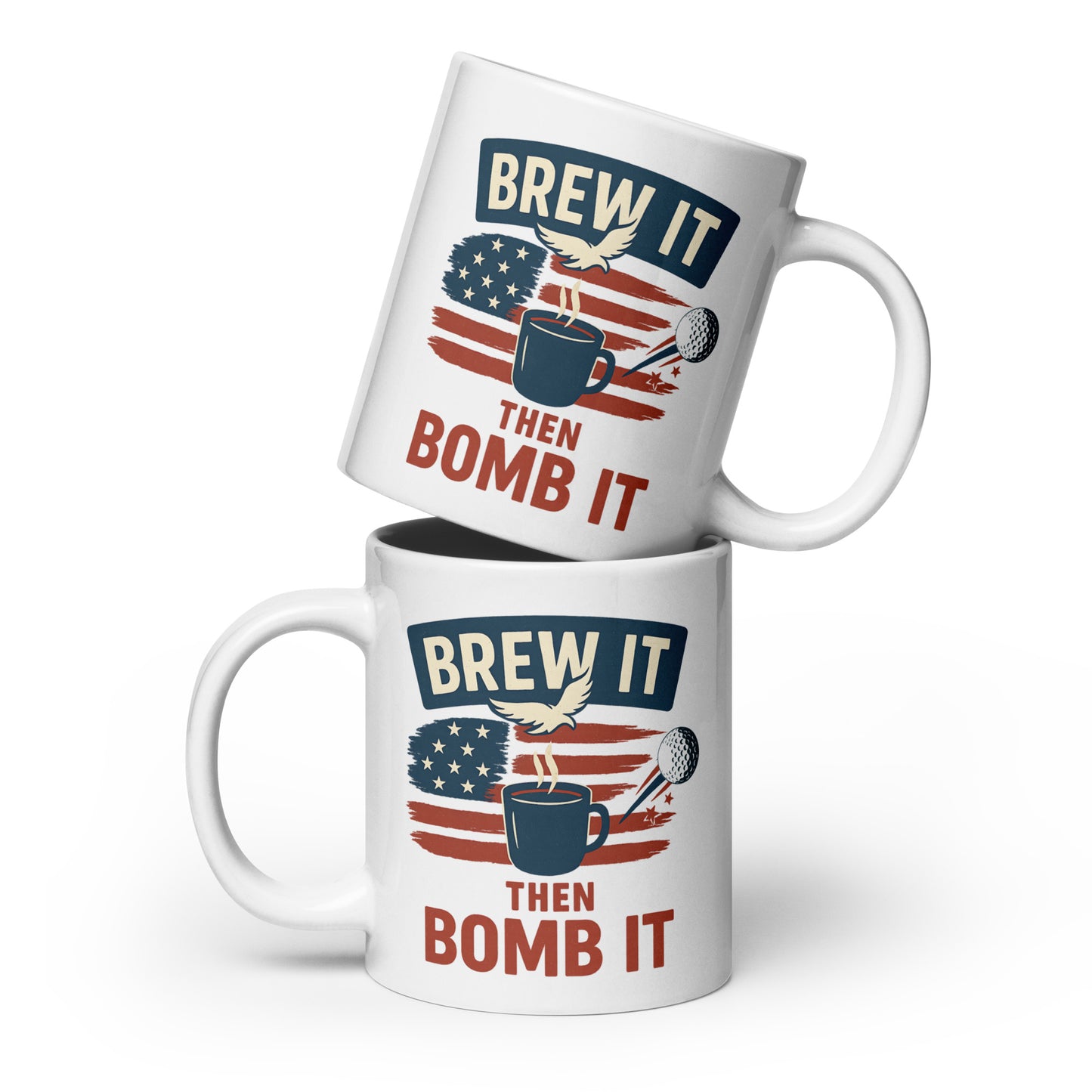 20oz oversized coffee mug with flag, eagle, and bold slogan