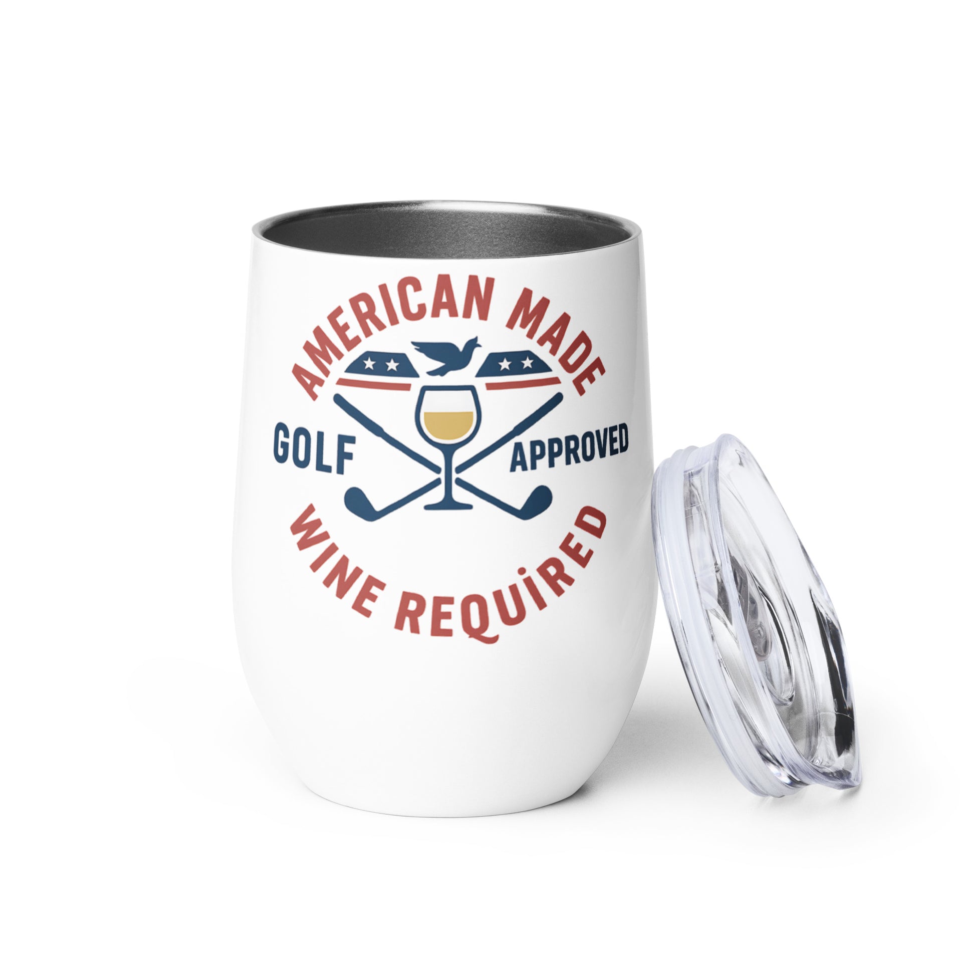 white wine tumbler with american made golf approved print