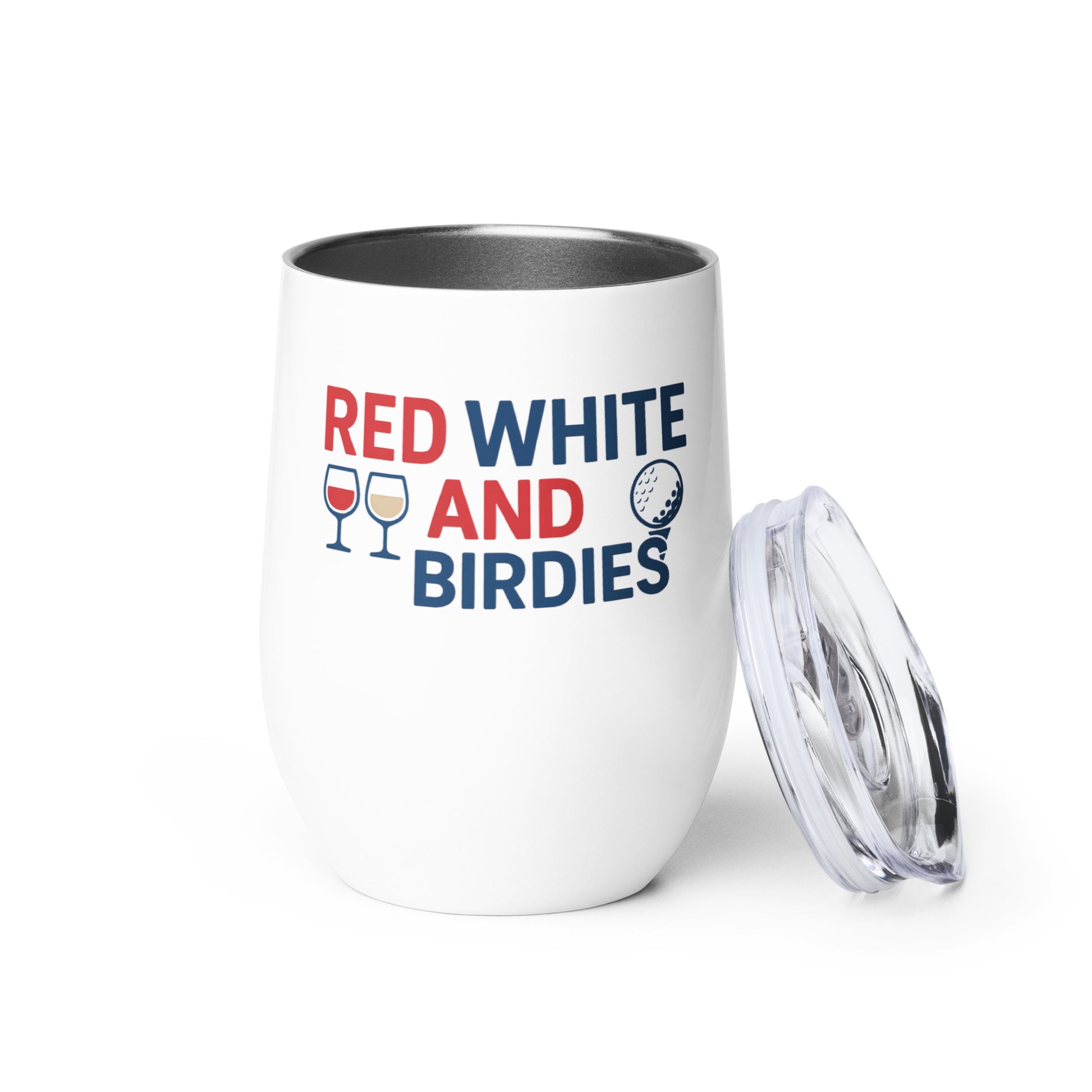 golf wine tumbler with patriotic red white blue design