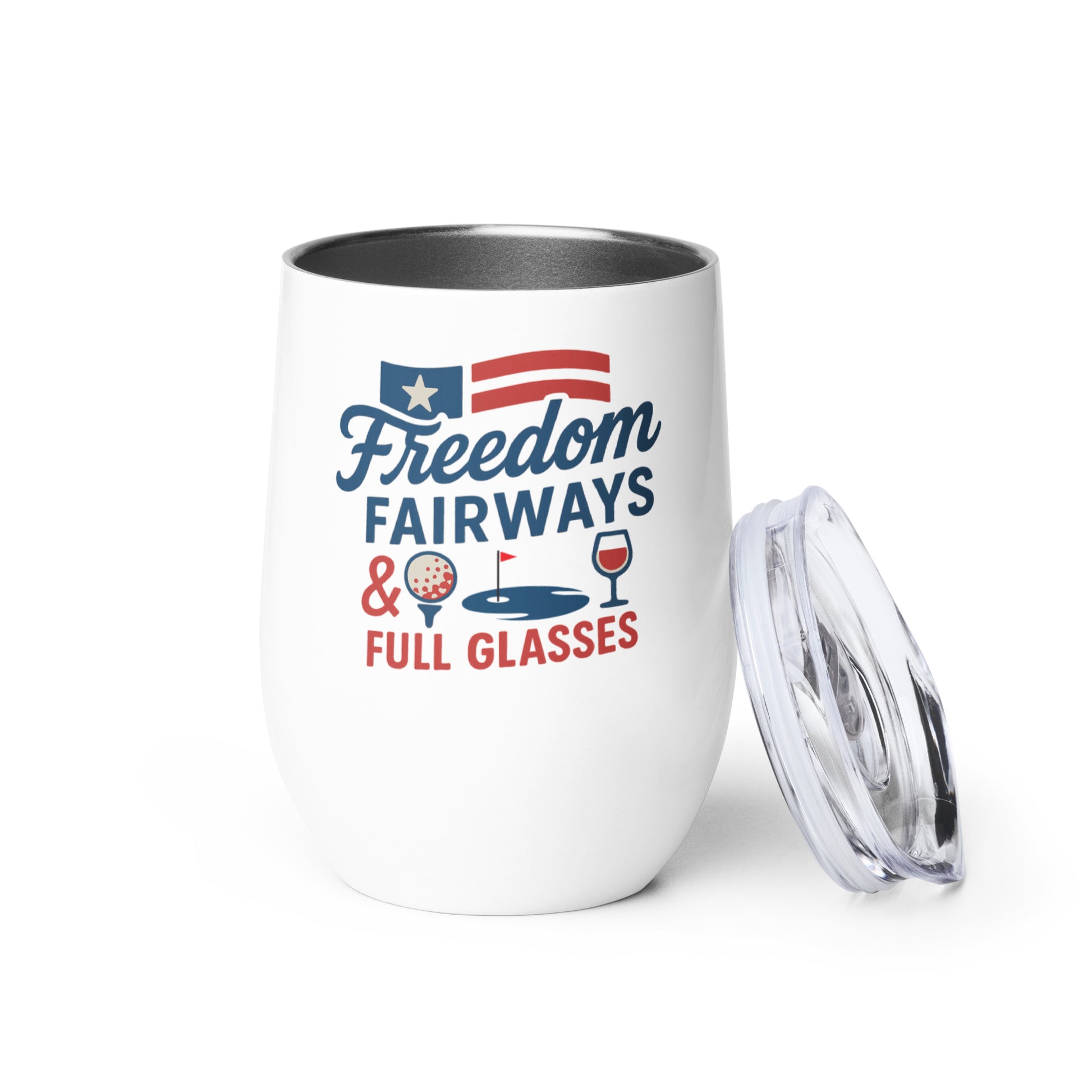 freedom fairways and full glasses patriotic wine tumbler