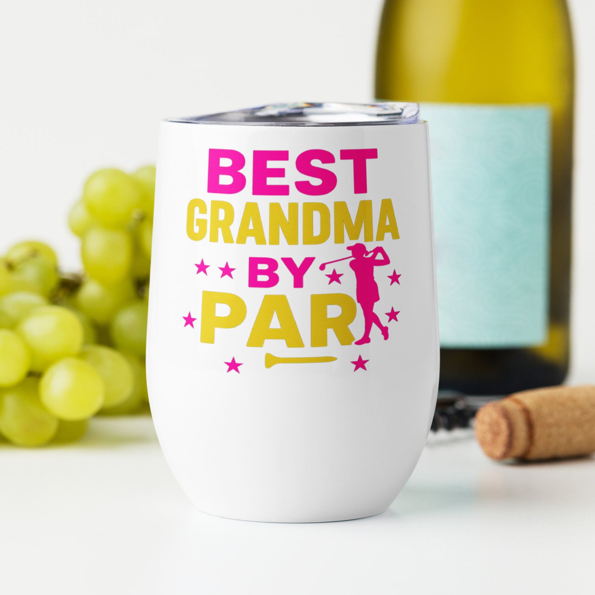 pink and yellow golf tumbler for best grandma
