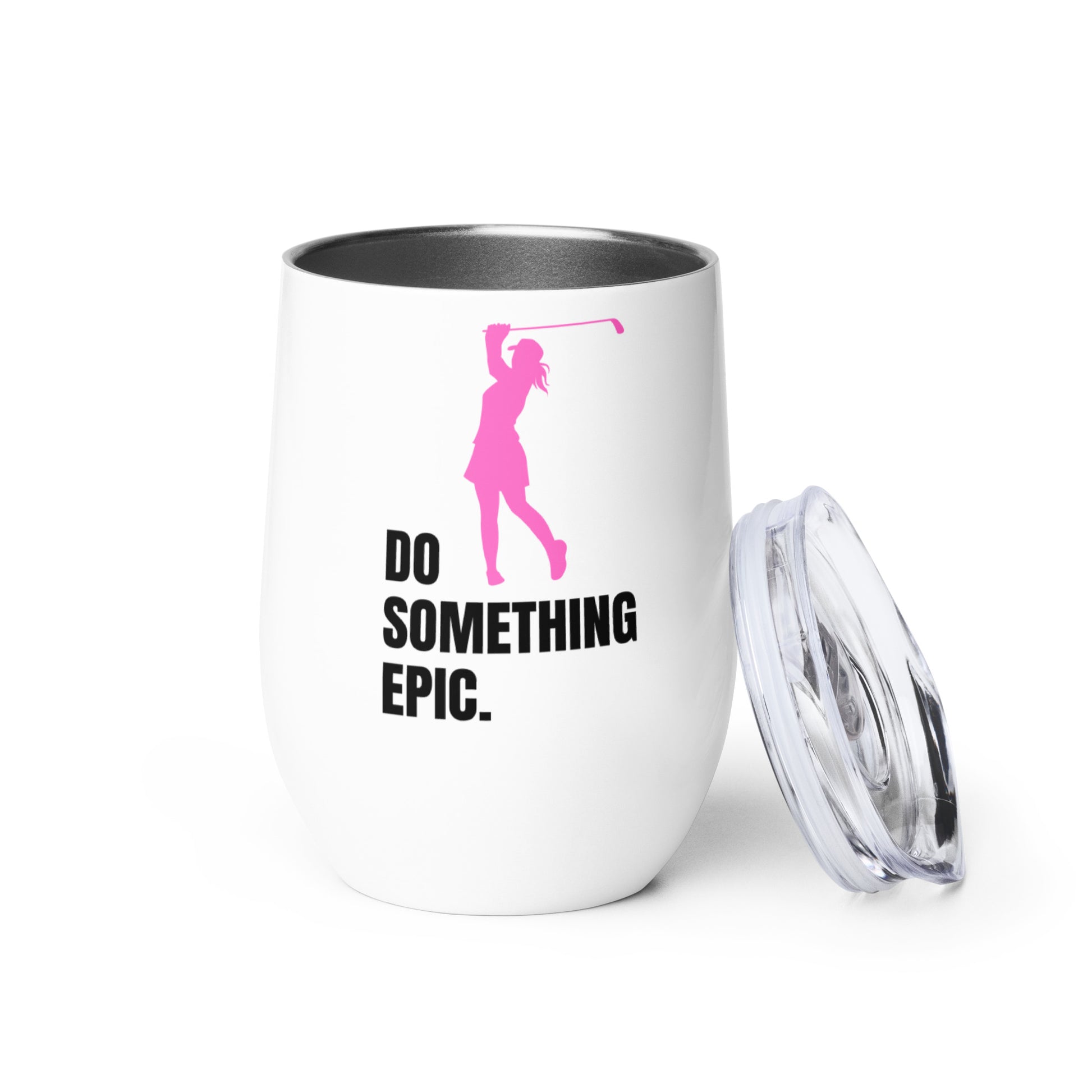 do something epic wine tumbler with pink golfer