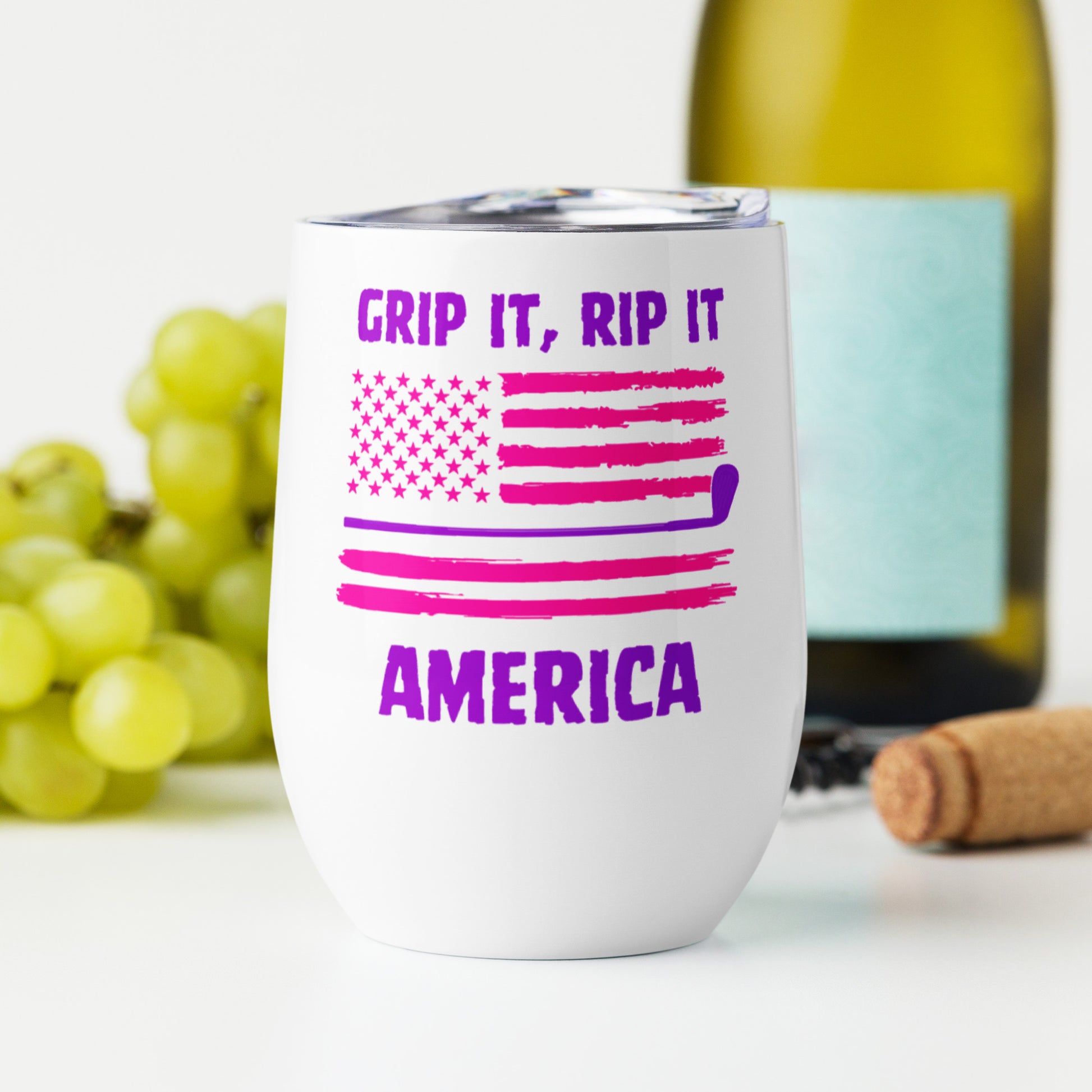 patriotic golf wine tumbler for women