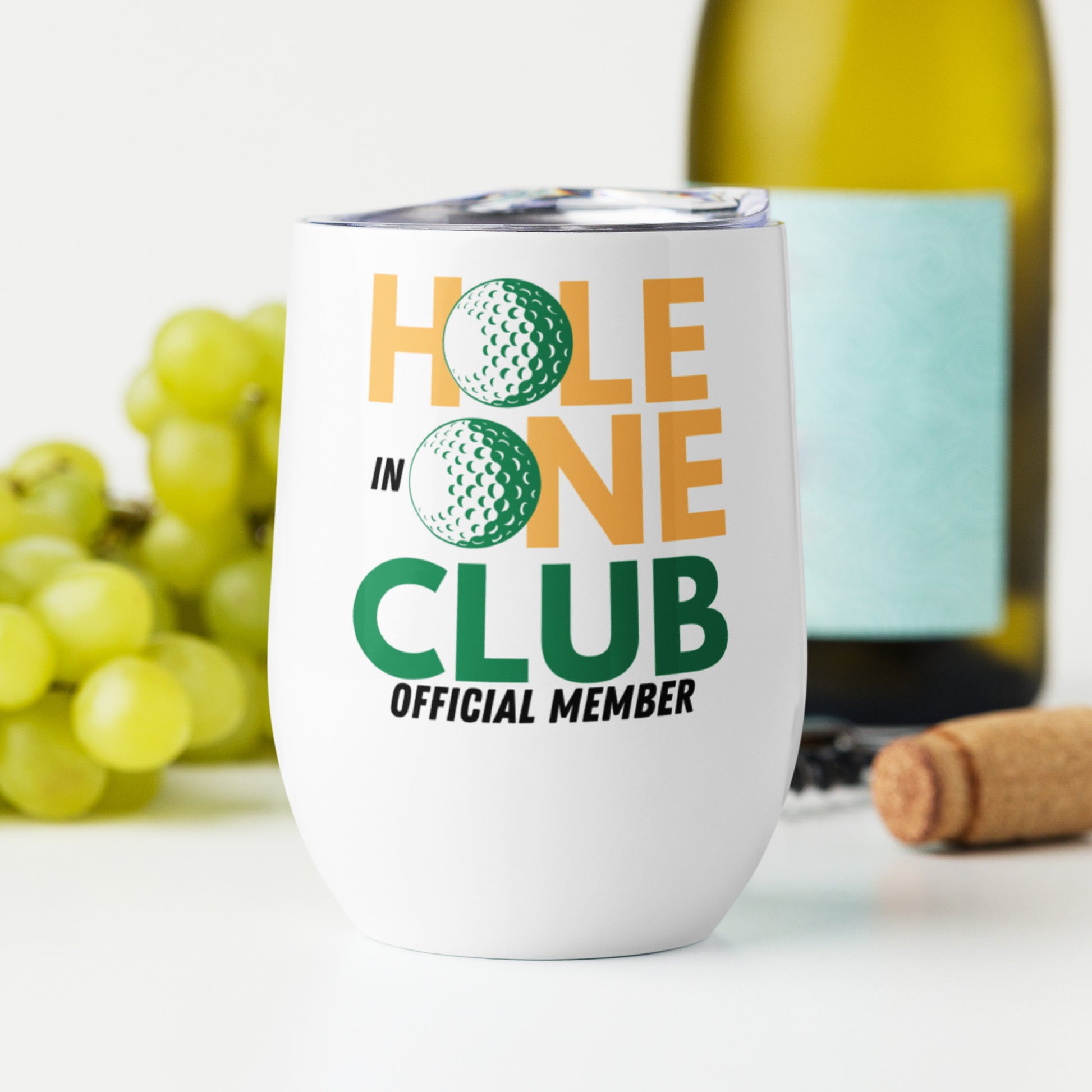 green and gold golf-themed tumbler