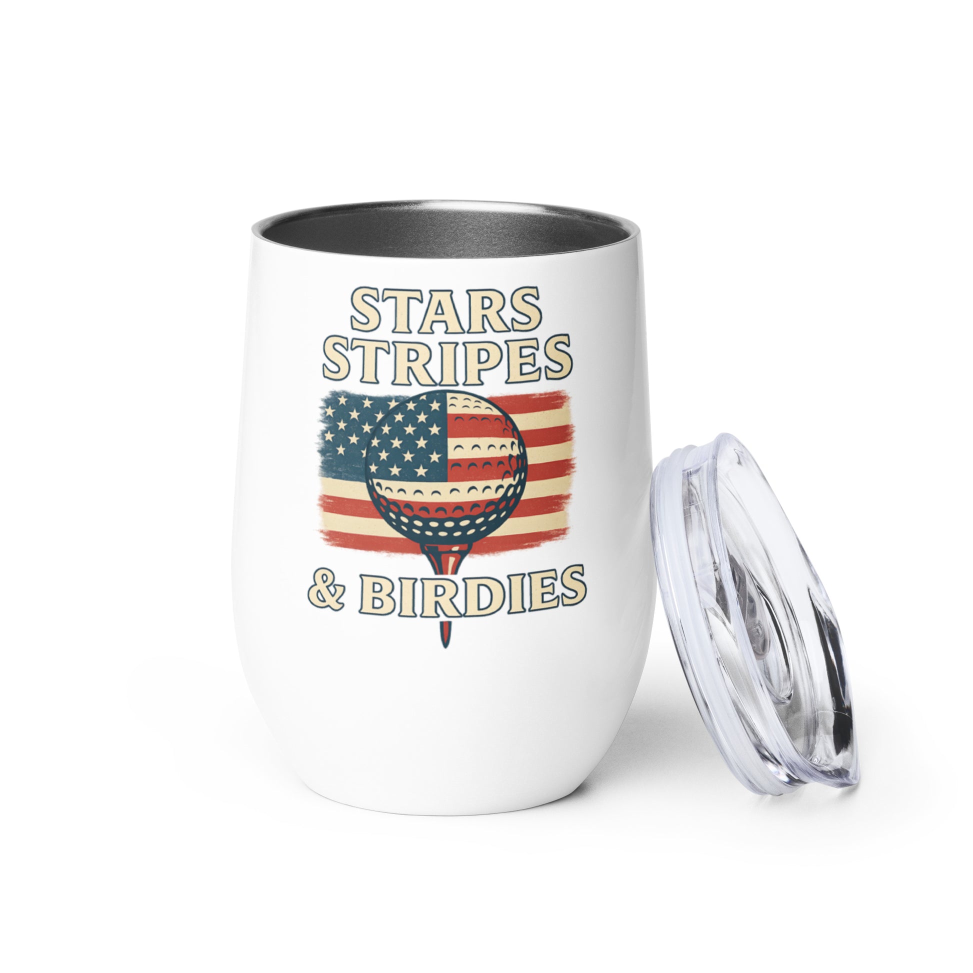 stars and stripes wine tumbler with golf ball