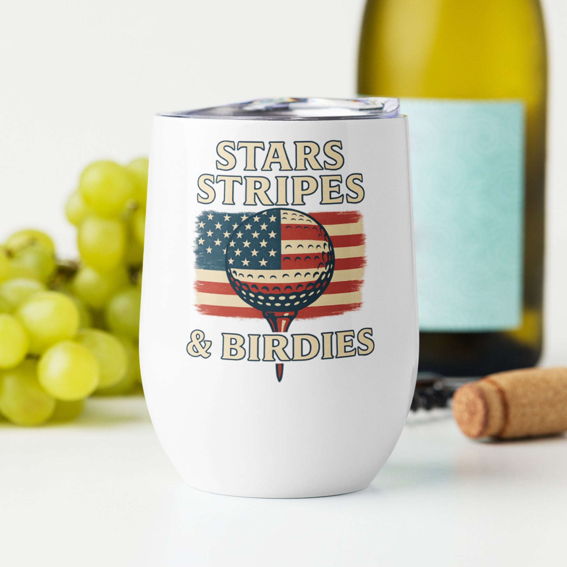 patriotic themed golf wine tumbler