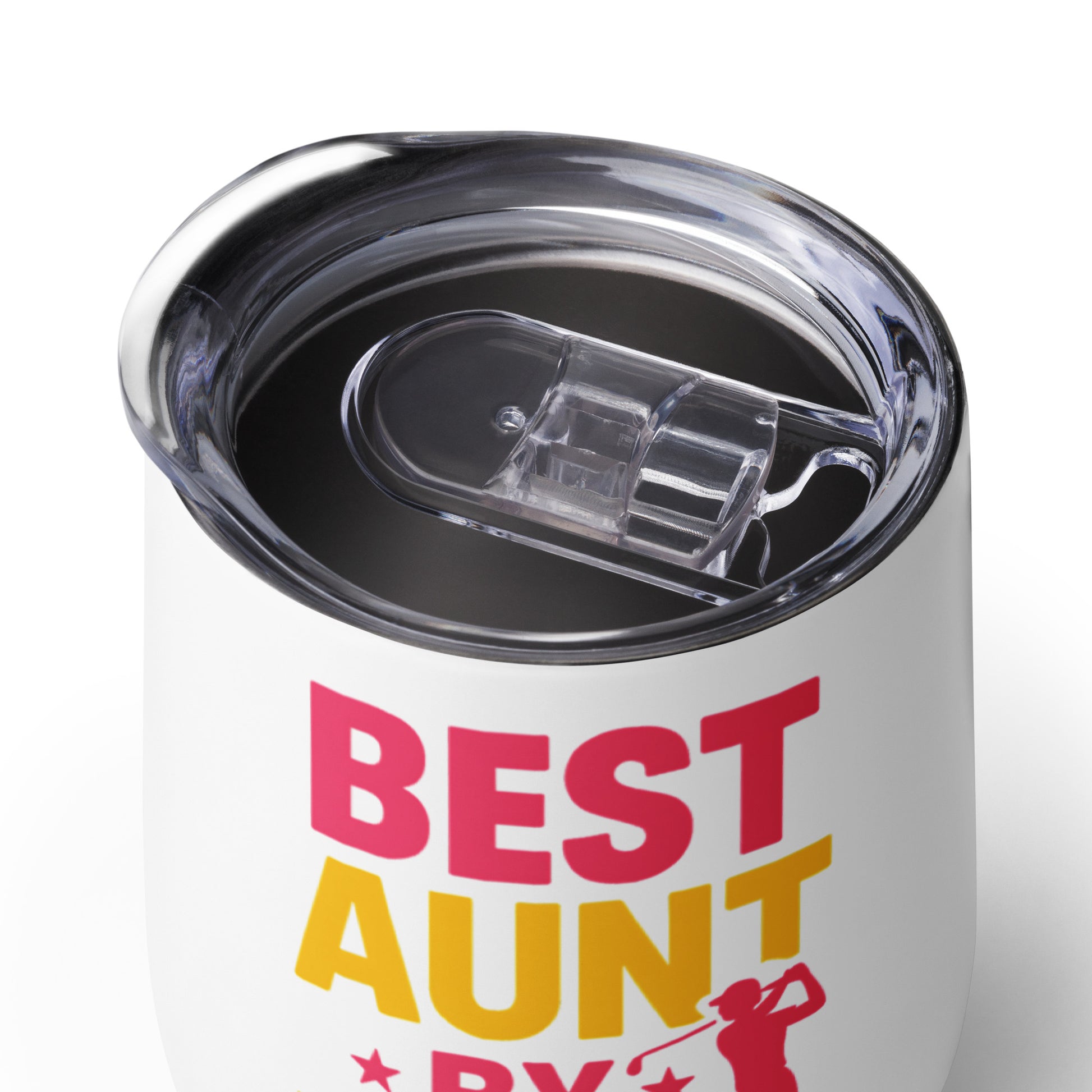 funny aunt tumbler with golf silhouette and bright text