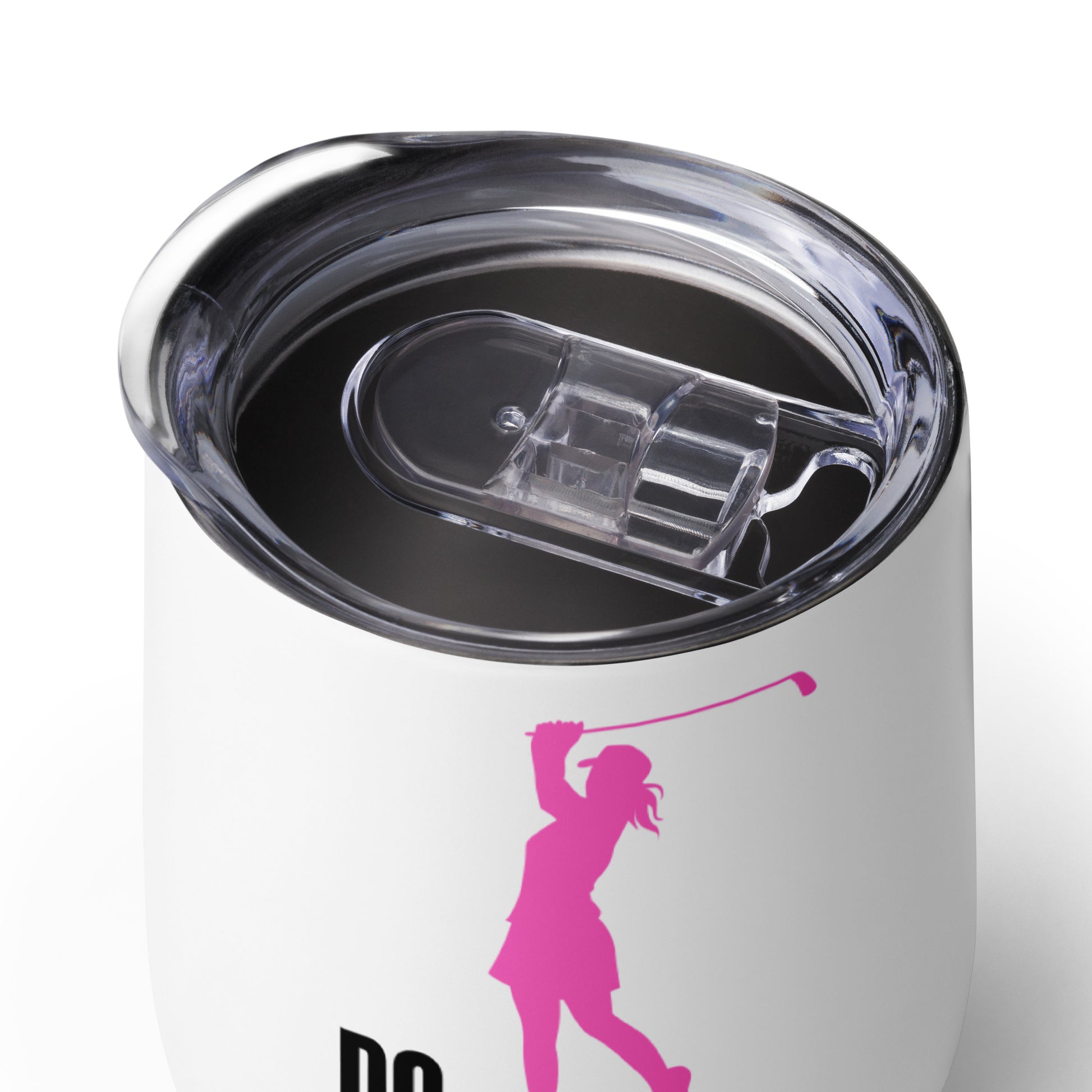 pink silhouette golfer tumbler design