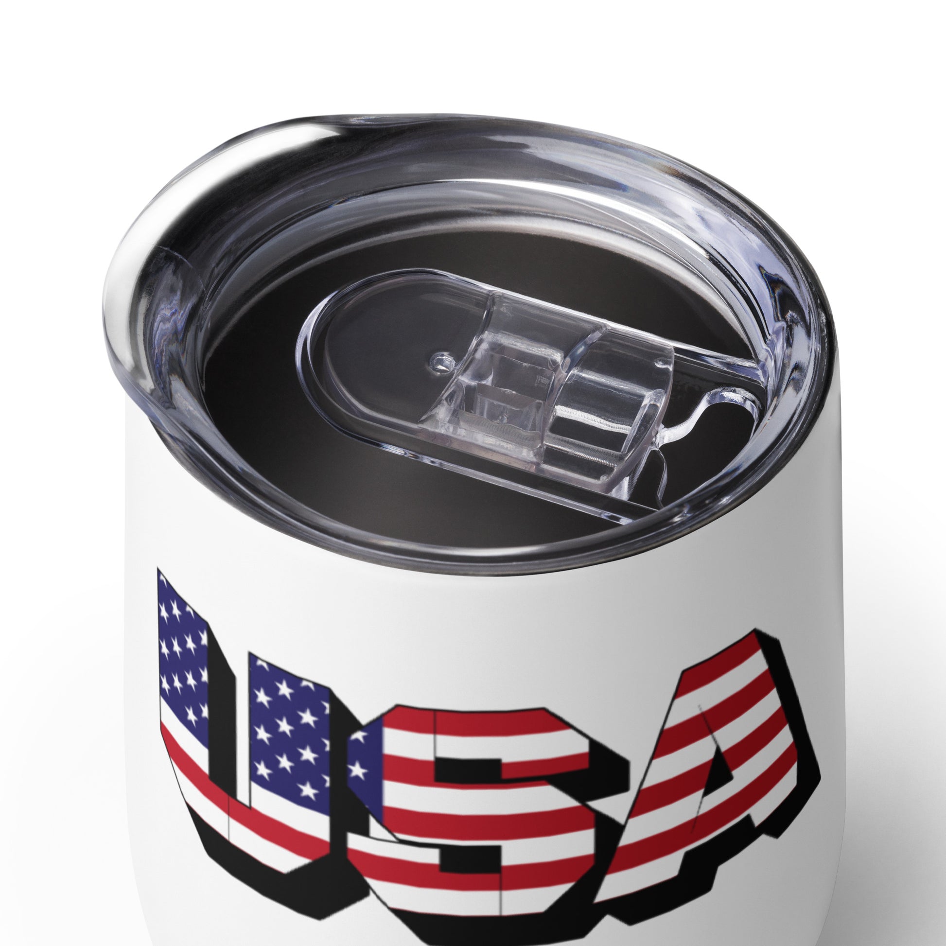 stainless steel tumbler with bold usa text