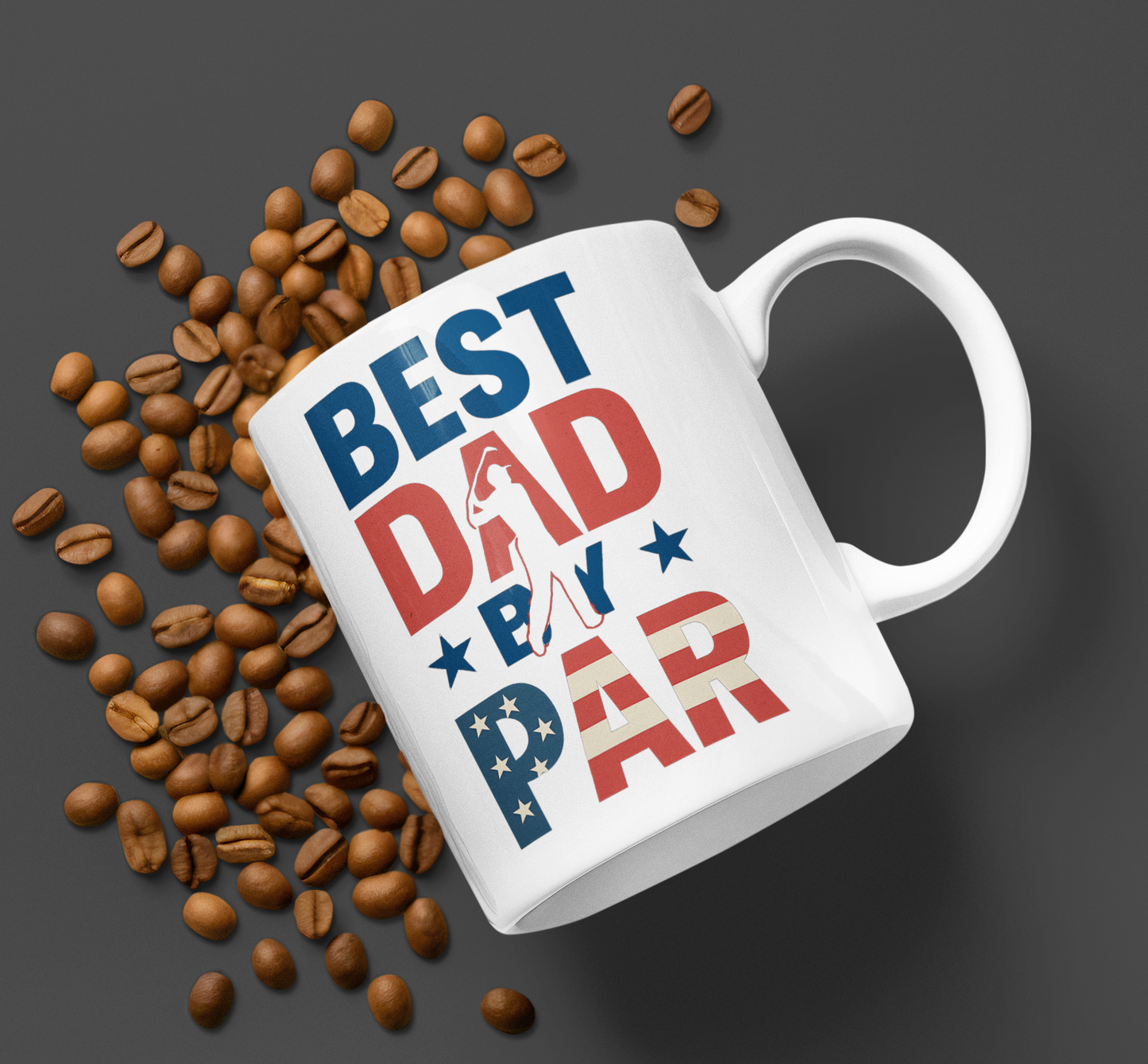 Best Dad by Par patriotic golf mug design