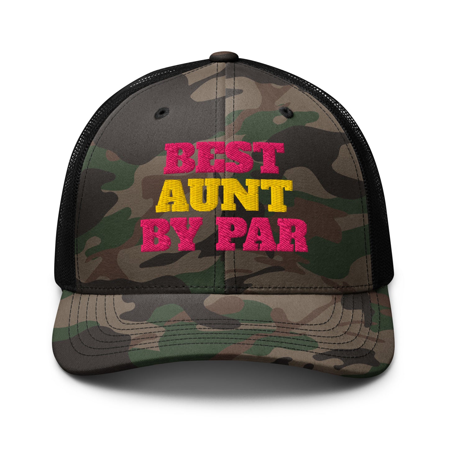 Black camo mesh back cap best aunt by par golf aunt hat women gift