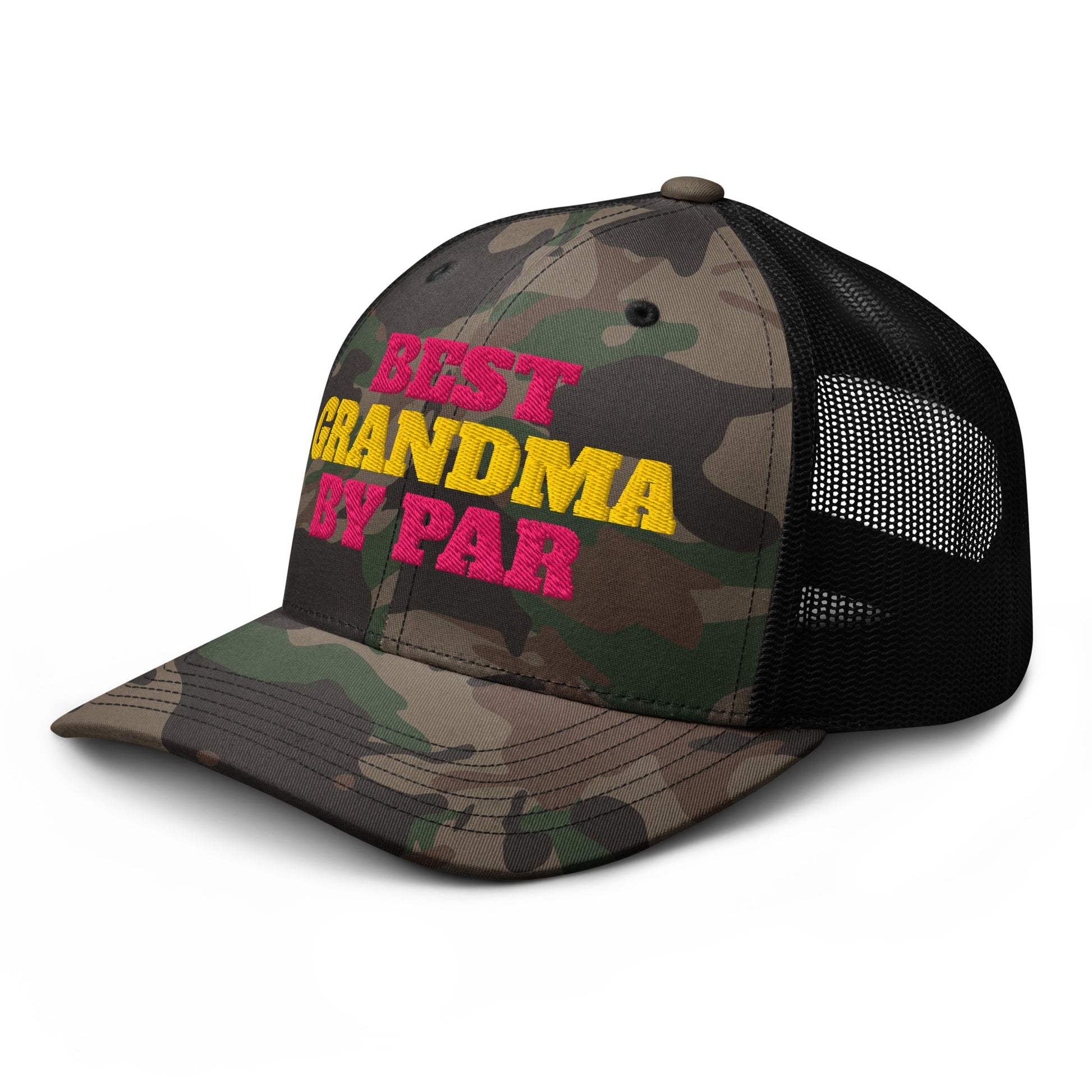 Women's black camo golf hat grandma gift best grandma by par adjustable snap