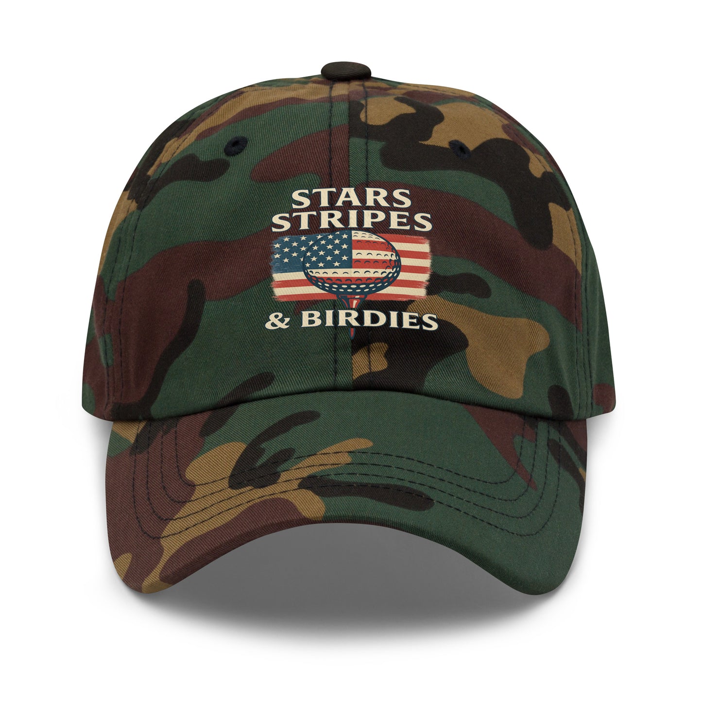 camo green version of stars and birdies golf hat available