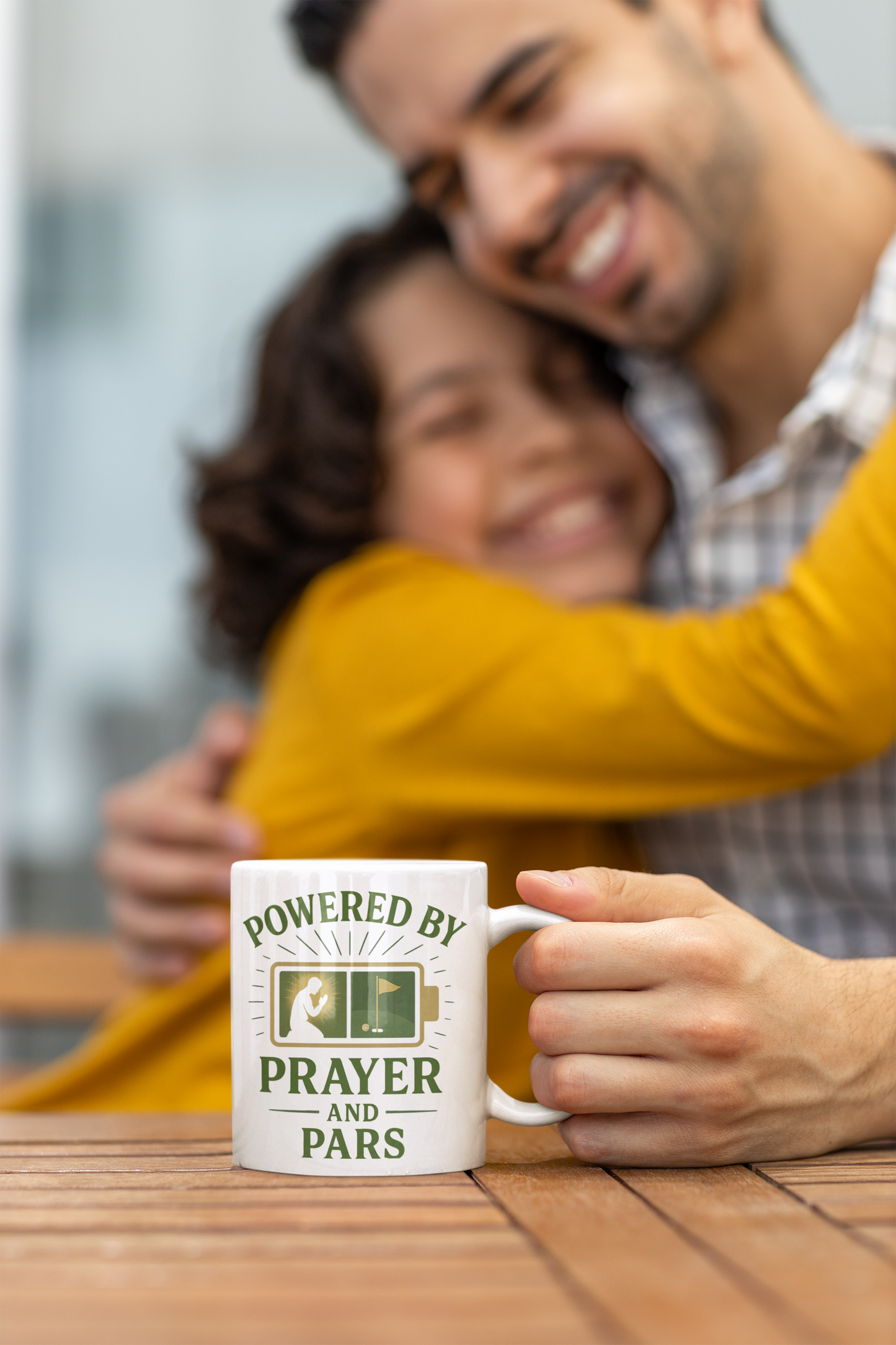 Glossy ceramic mug with faith and sport concept design