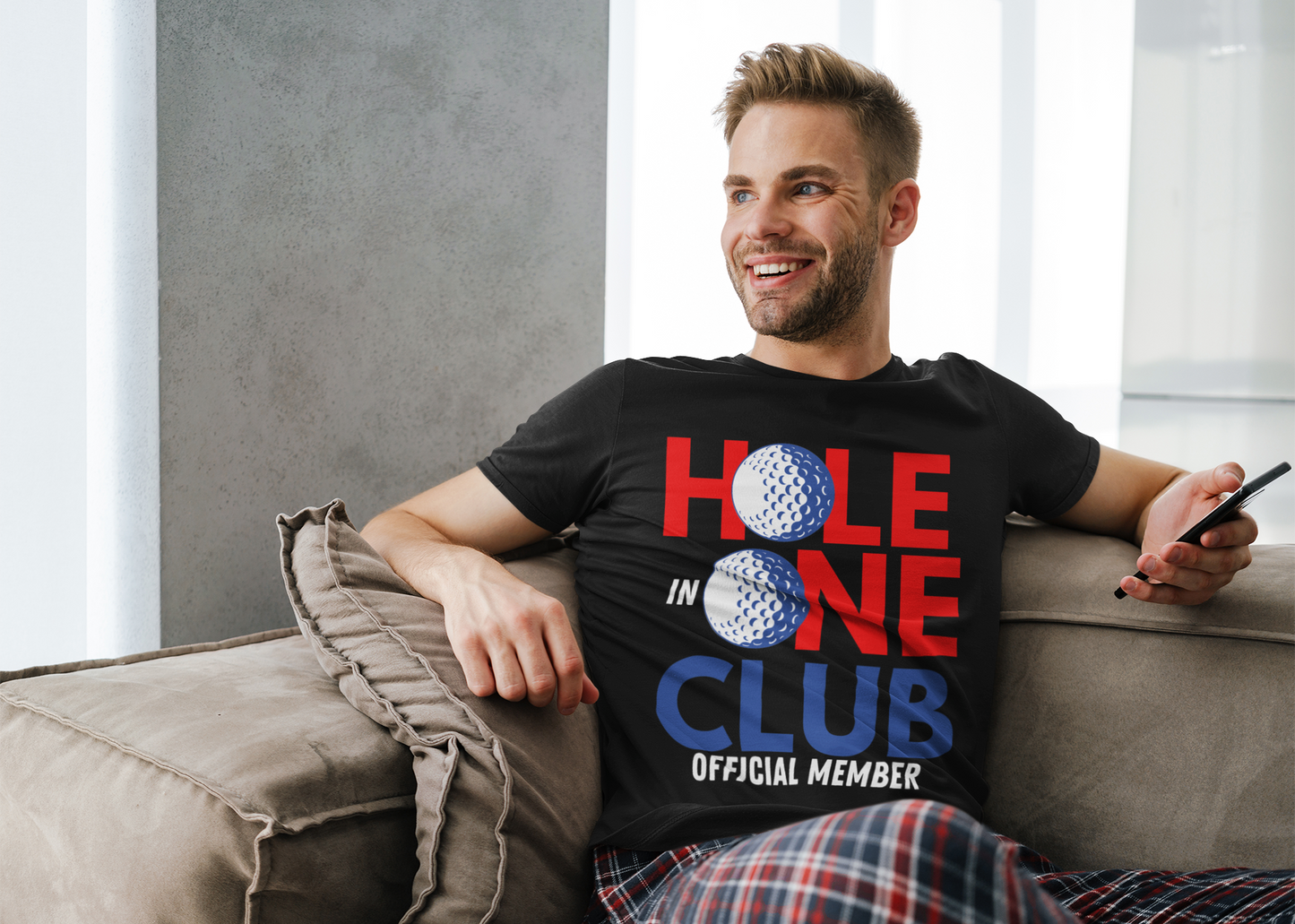 Novelty shirt with golf ball lettering