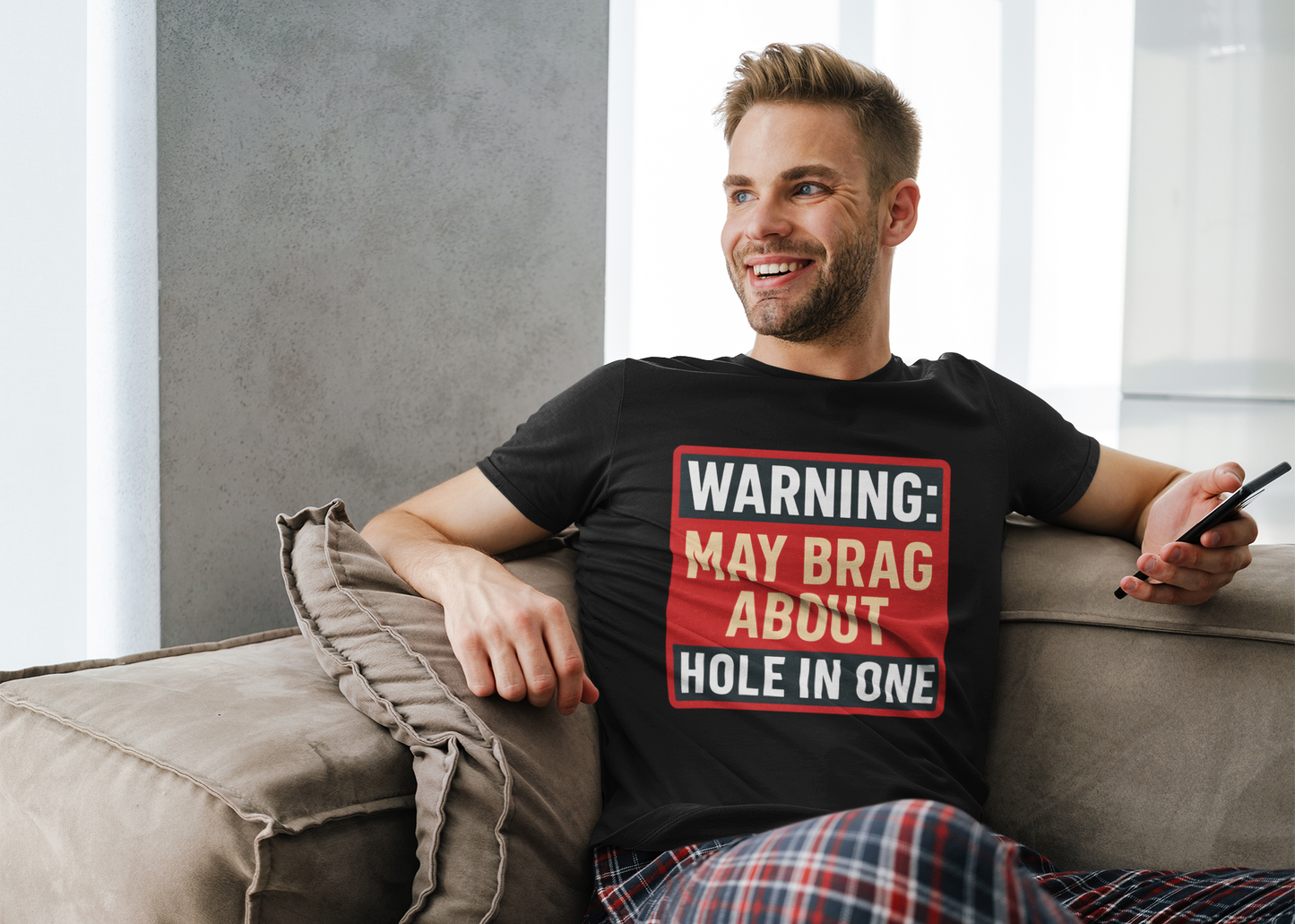 Crisp lettering on novelty tee for golfers