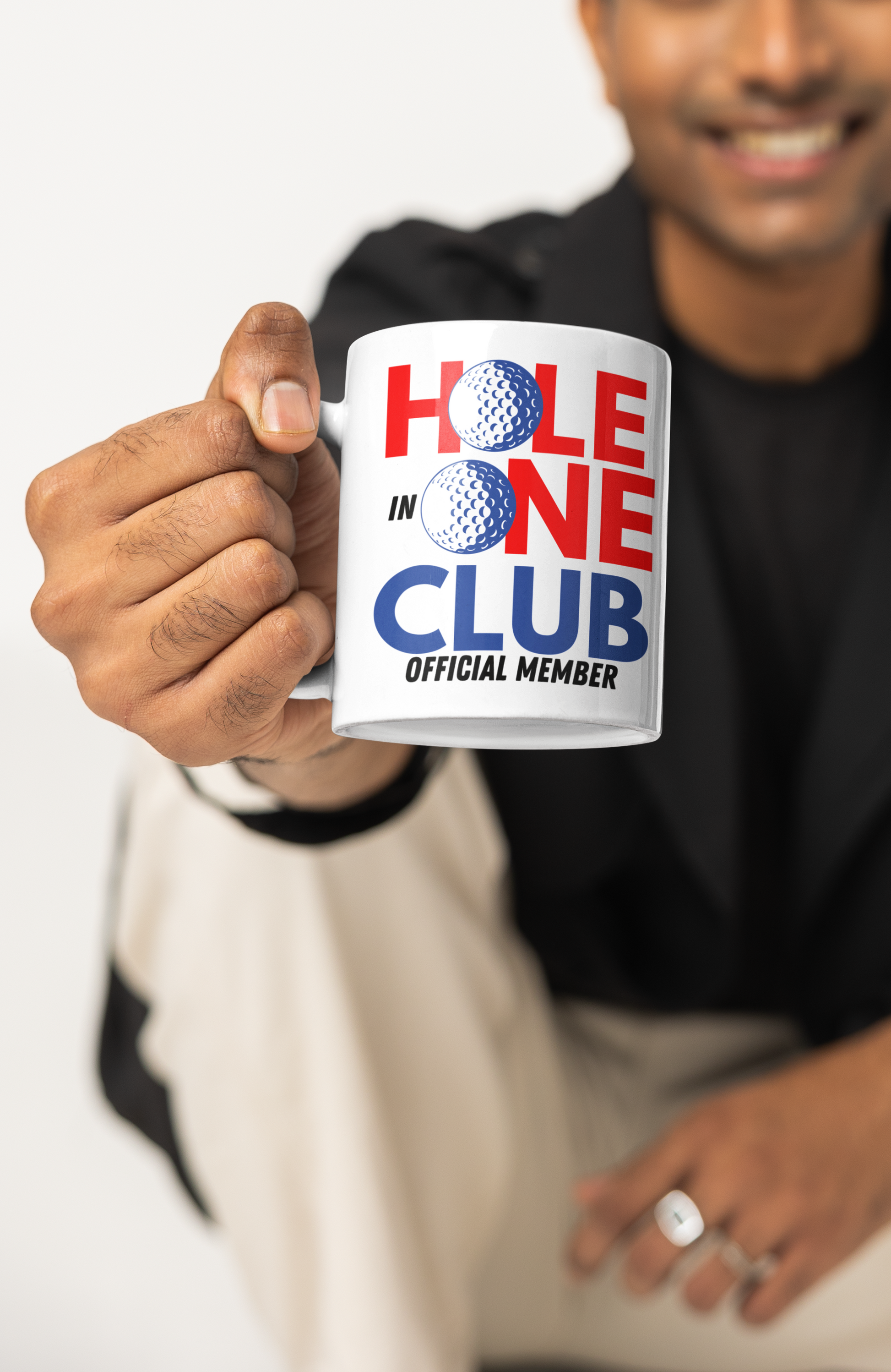 golf ball themed hole in one club printed coffee cup