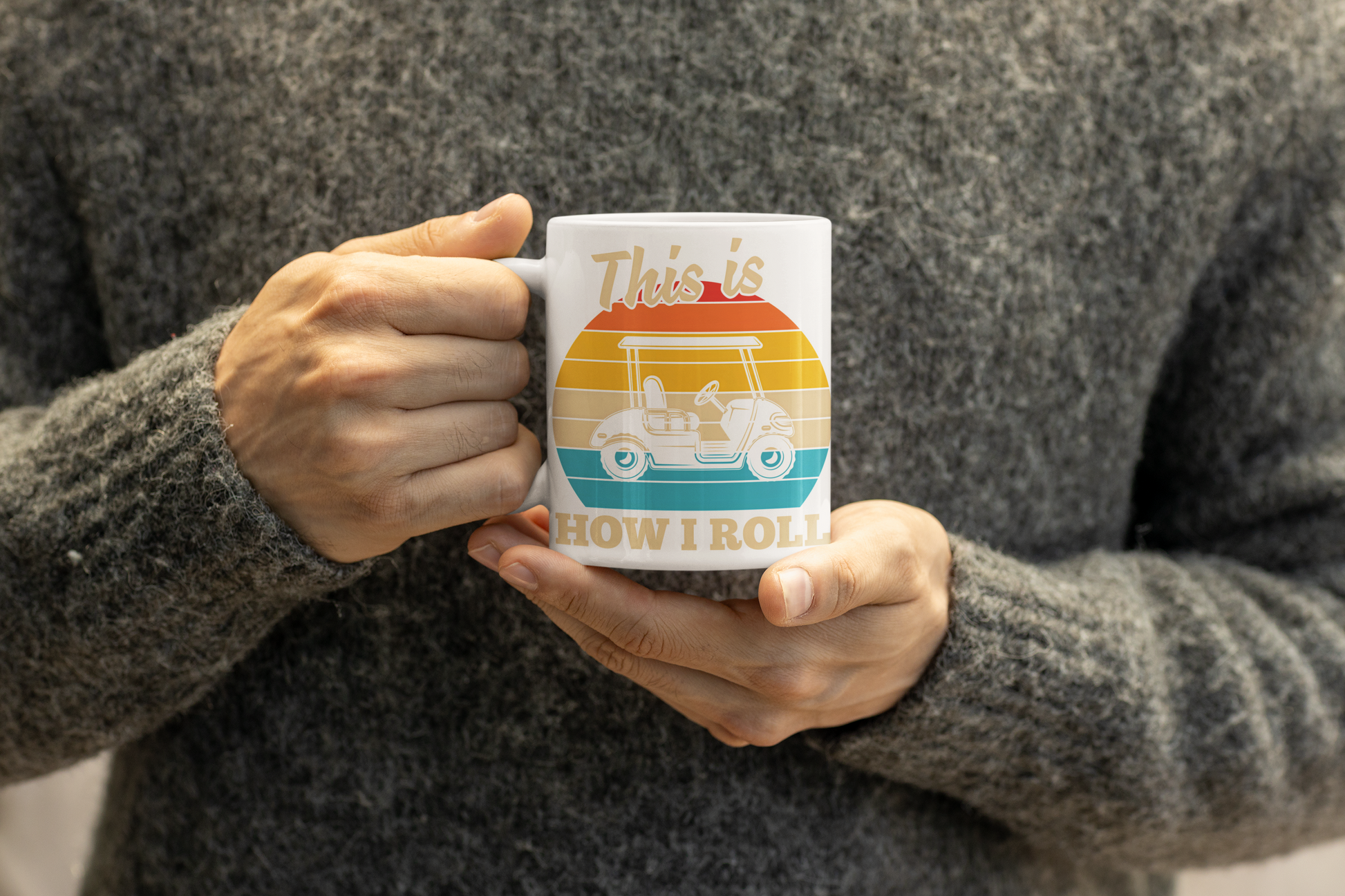 Vibrant high-gloss mug with funny How I Roll golf print