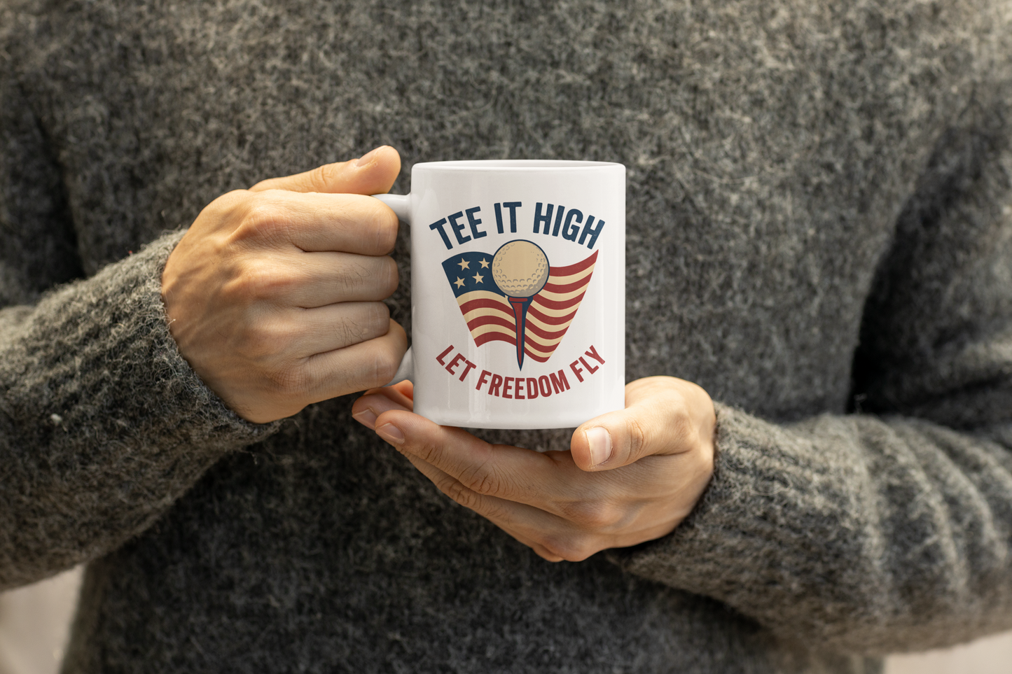 American flag coffee mug for patriotic golf lovers