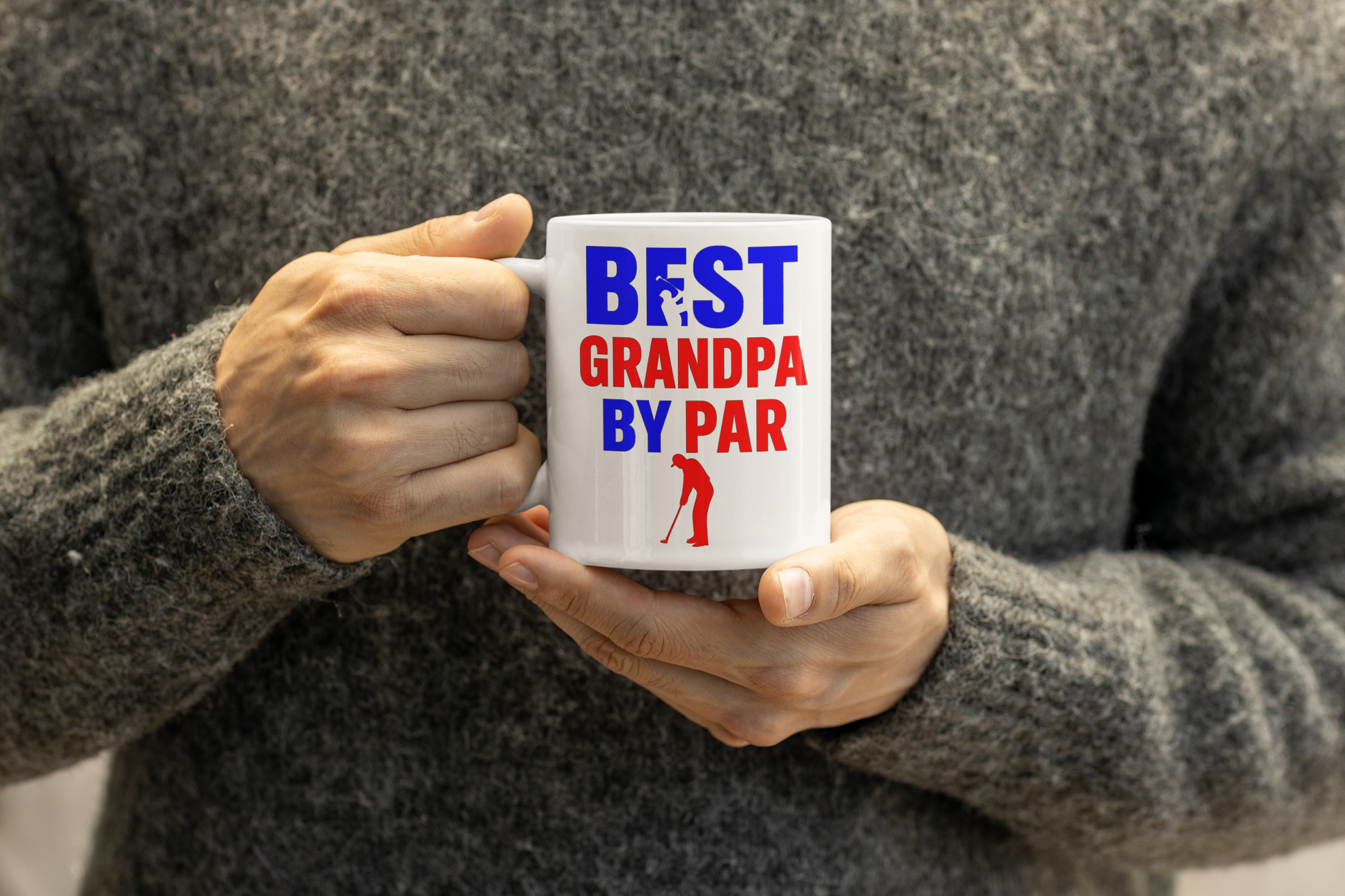 grandpa golf gift mug with putting silhouette