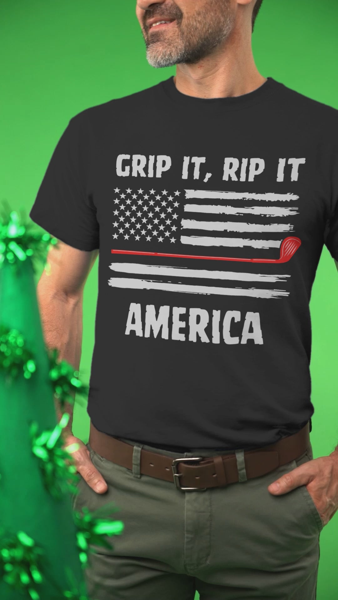 Distressed American flag with golf twist