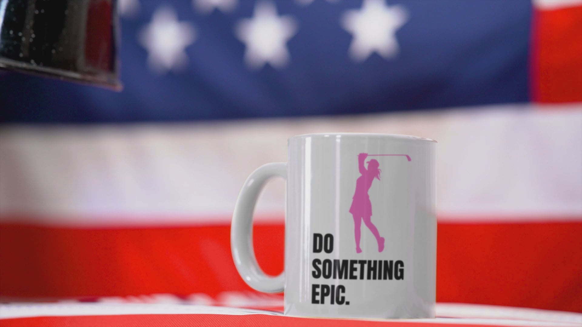 Do something epic mug video women's golf motivational pink golfer white ceramic