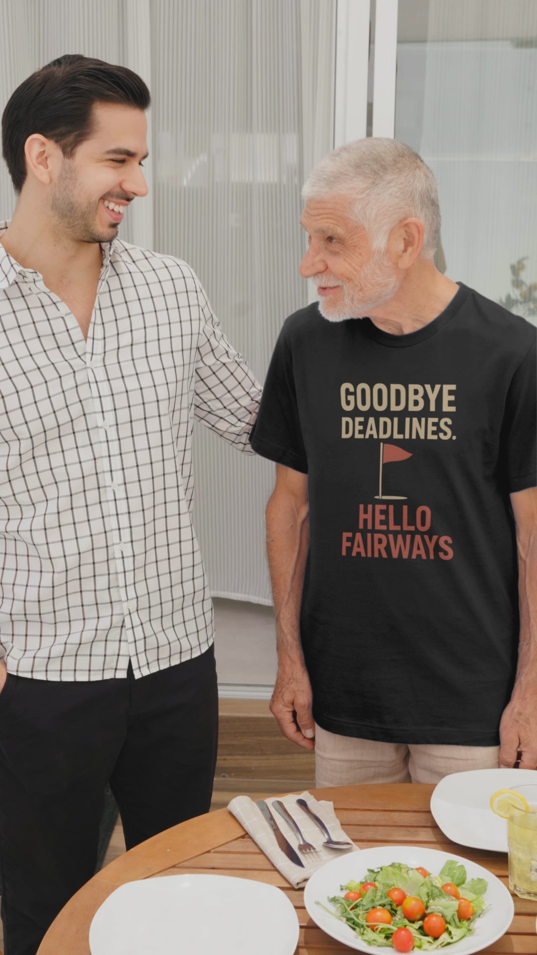 Close-up of typographic retirement message on shirt