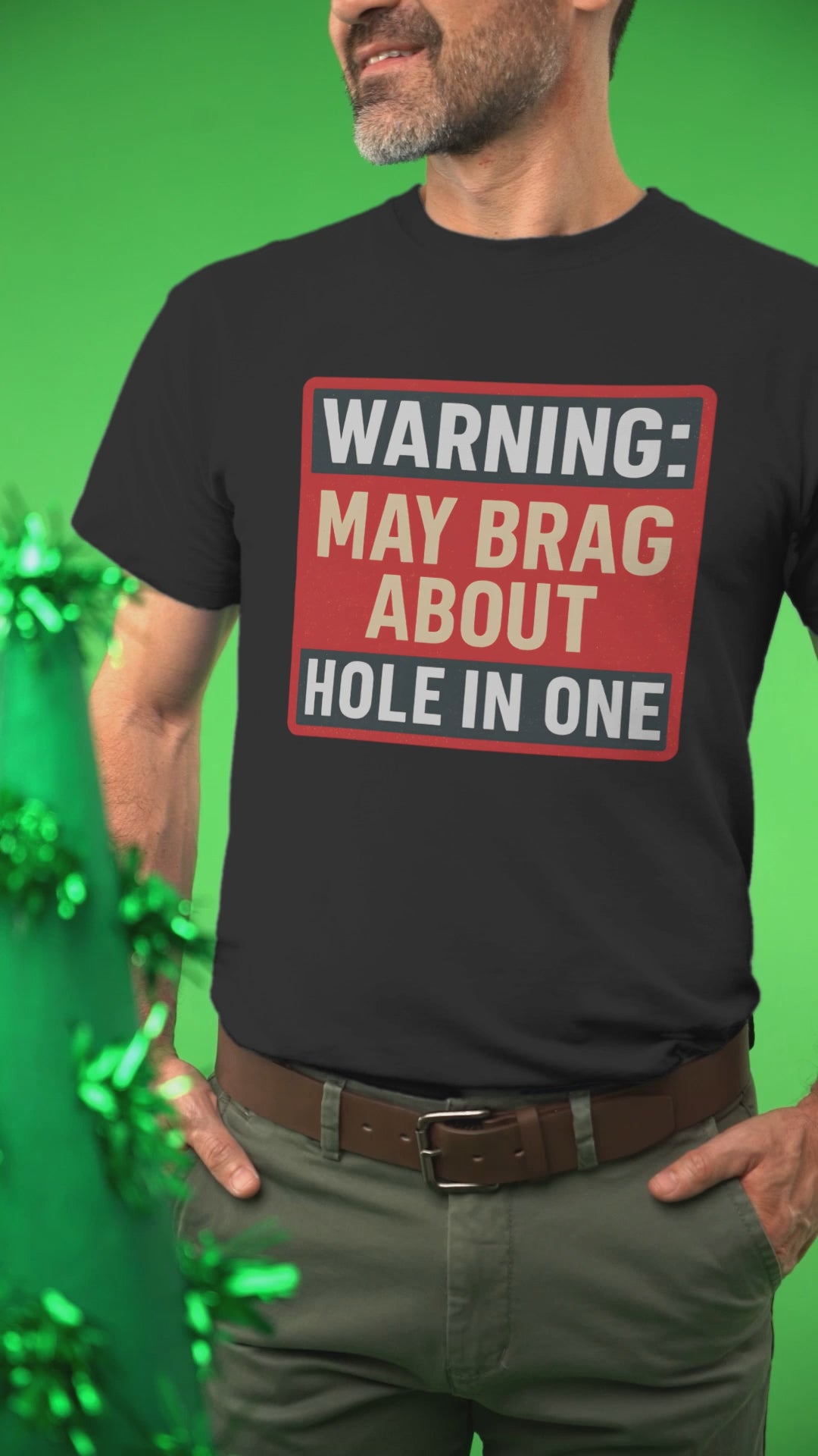 Humorous hole-in-one themed shirt print