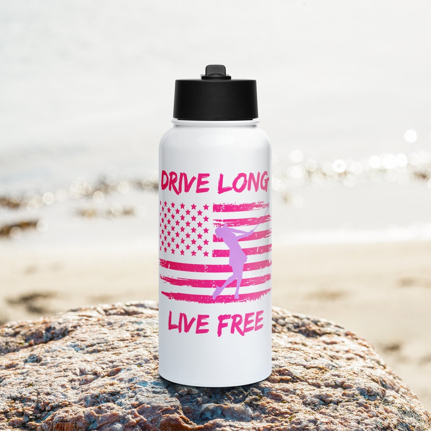 female golfer themed hydration bottle